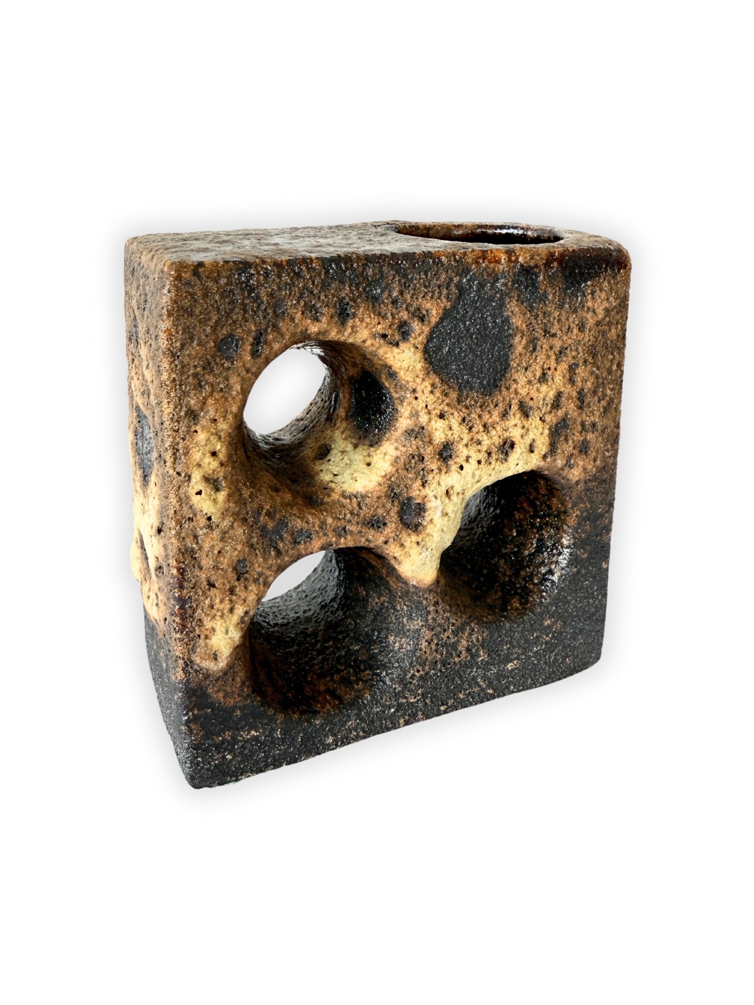 Vest Keramiek fat lava vase Van Woerden 1960s brutalist ceramic