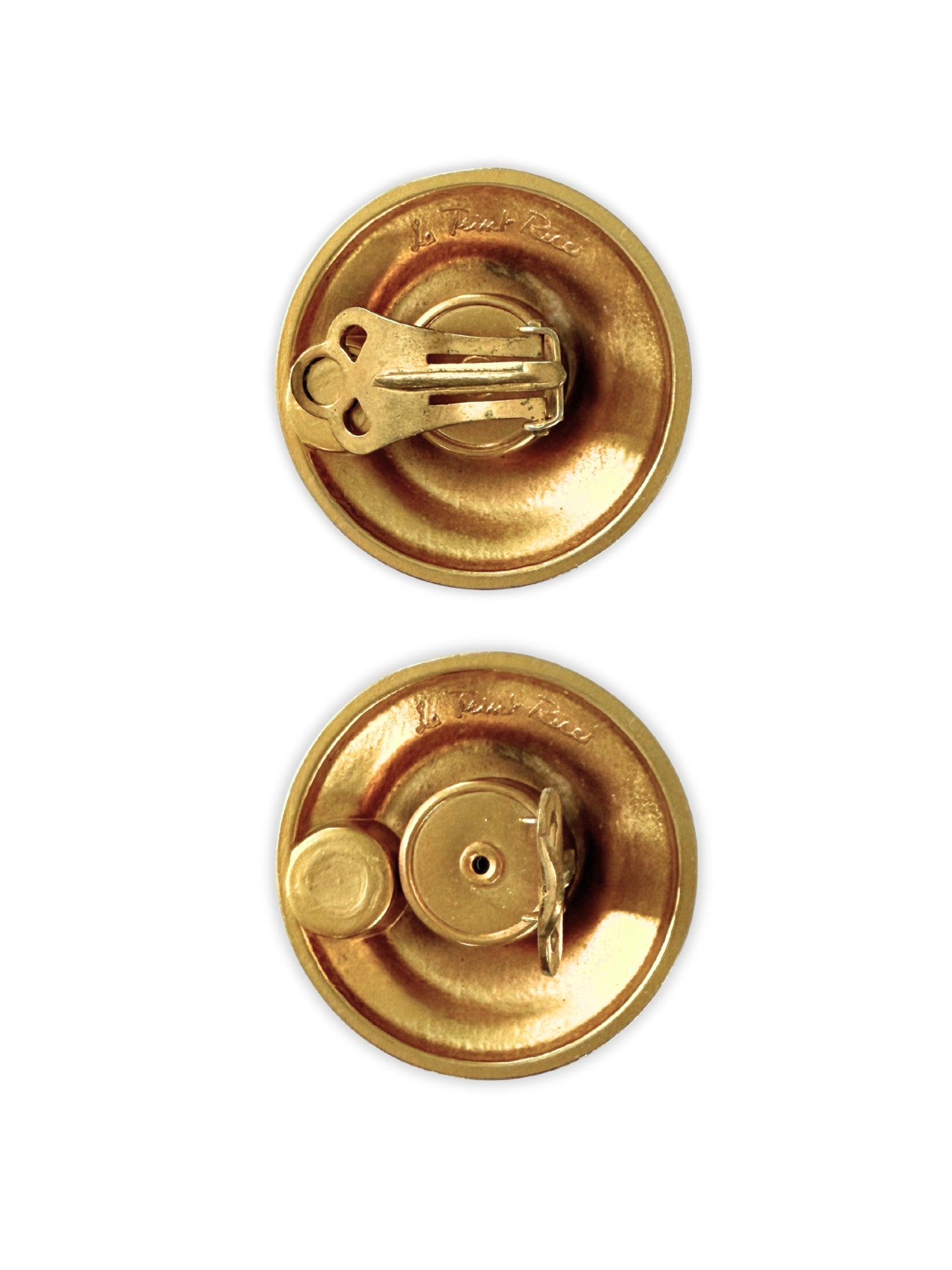 Vintage Nina Ricci XL Ohrclips matt gold Swirl 1980er Jahre