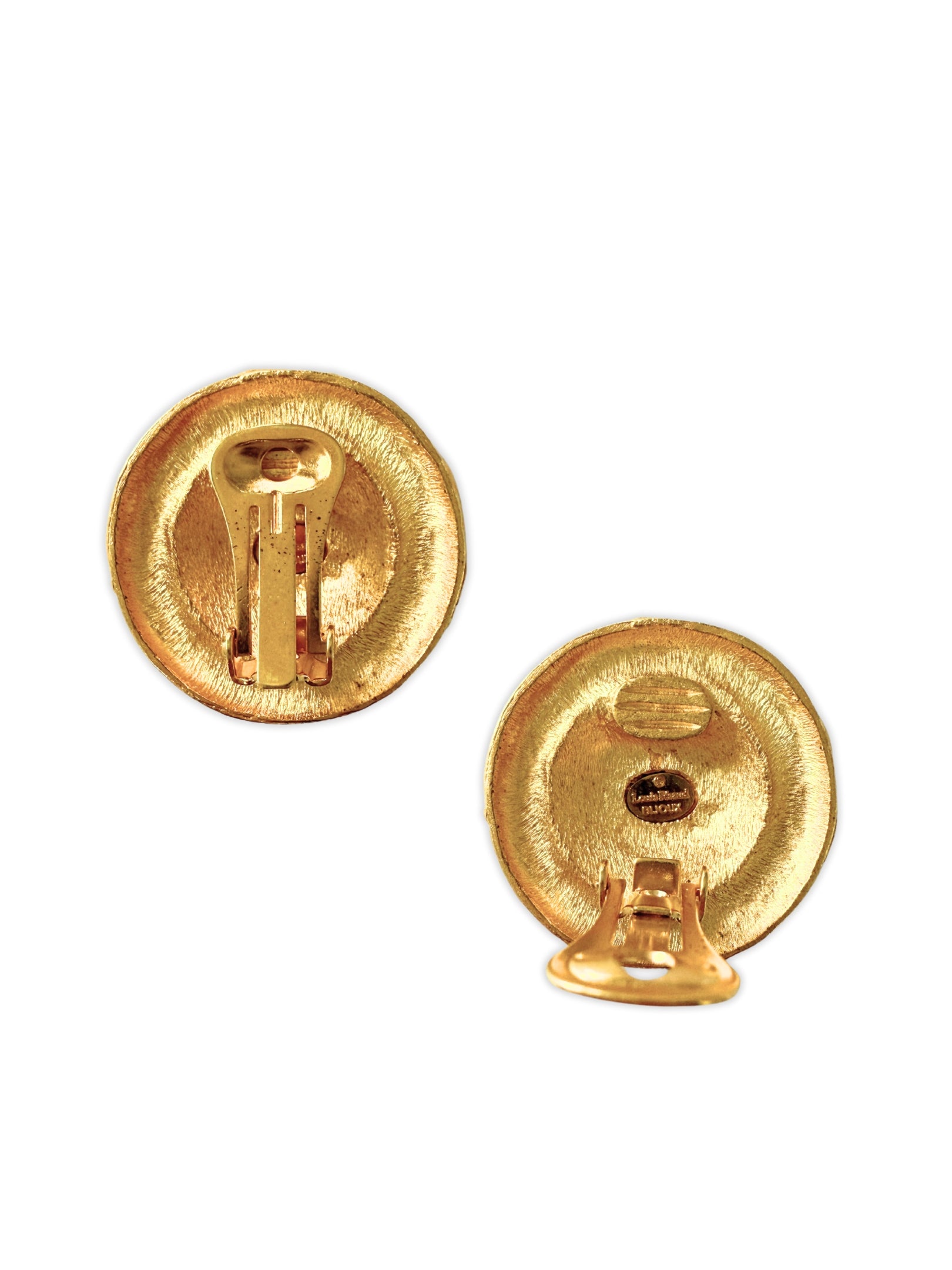 Vintage Louis Féraud Ohrclips matt gold 1980er Jahre