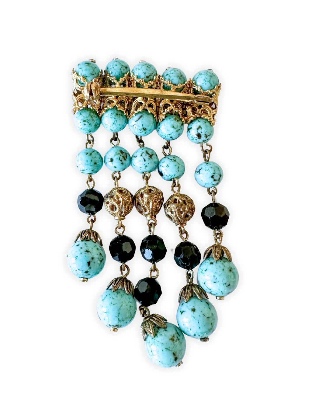 Vintage Brosche im Barock-Stil mit Faux-Türkisen