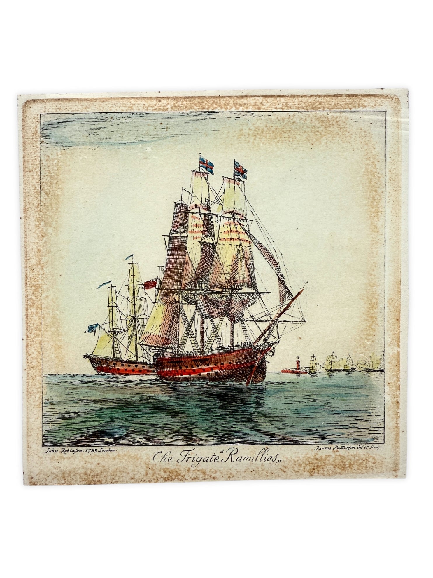 Stahlstich handkoloriert Schiffe von John Robinson London