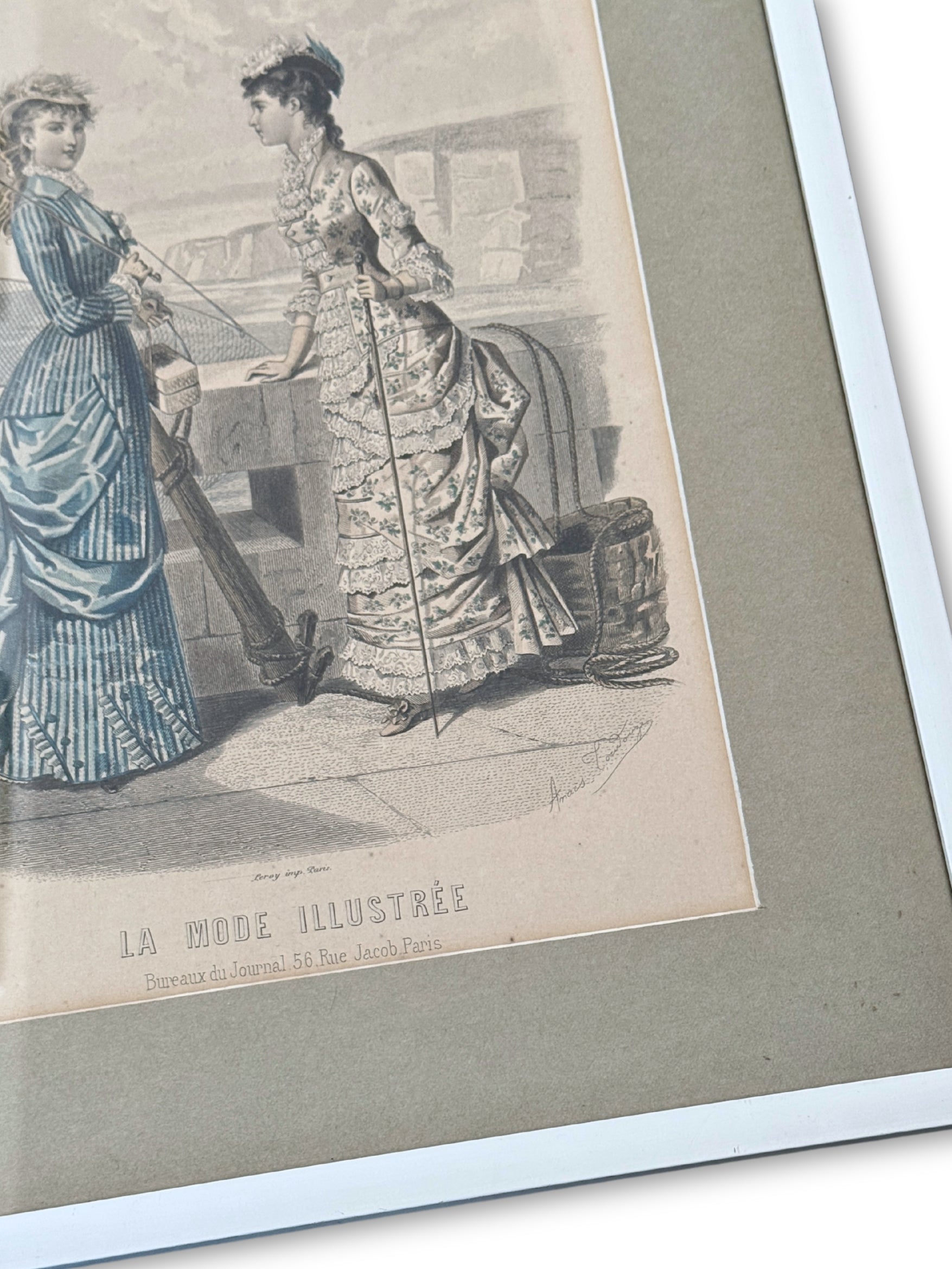 Stahlstich La Mode Illustree Paris handkoloriert 19. Jahrhundert