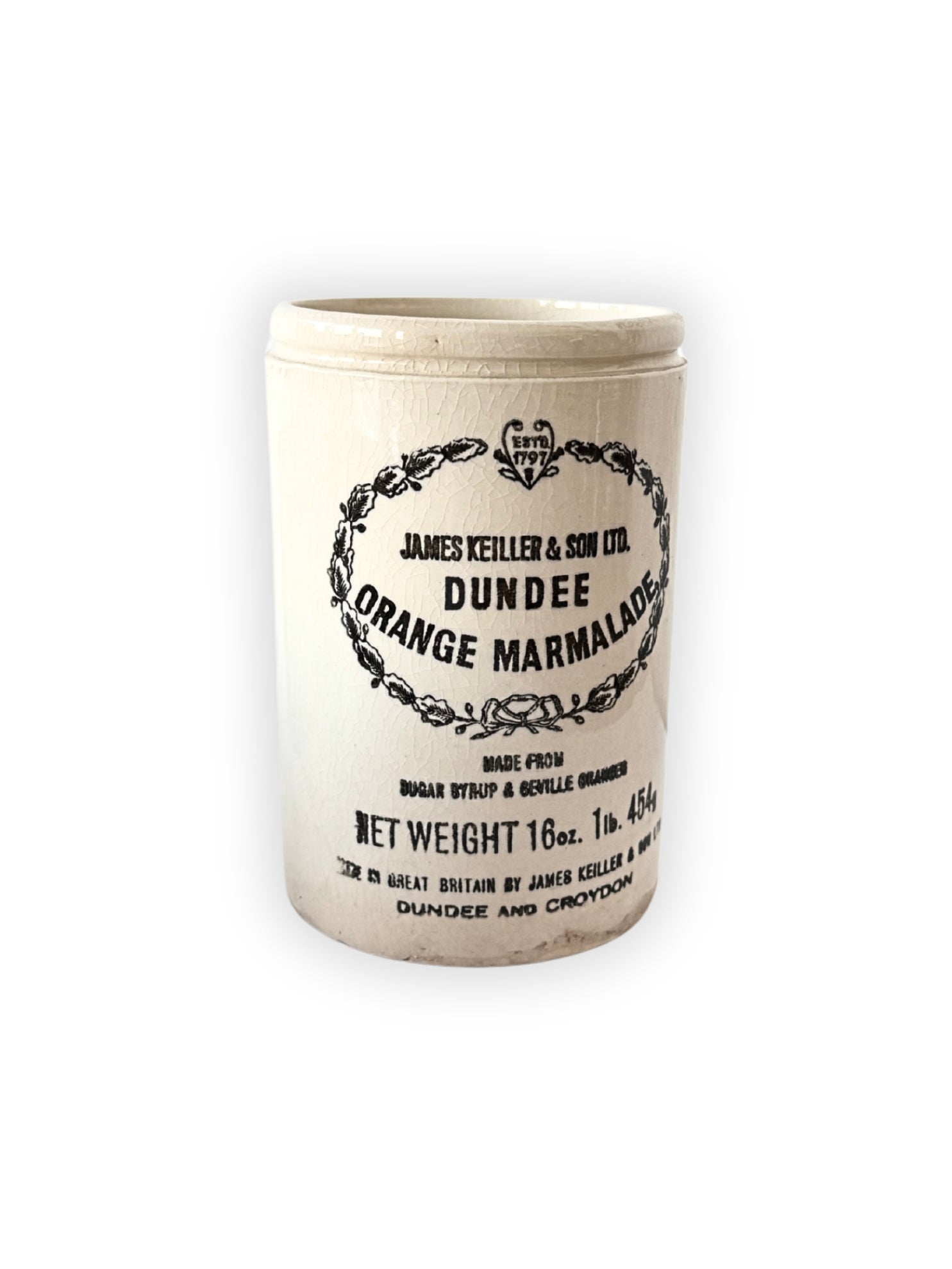 Antique James Keiller & Son Dundee marmalade crock stoneware 19th century