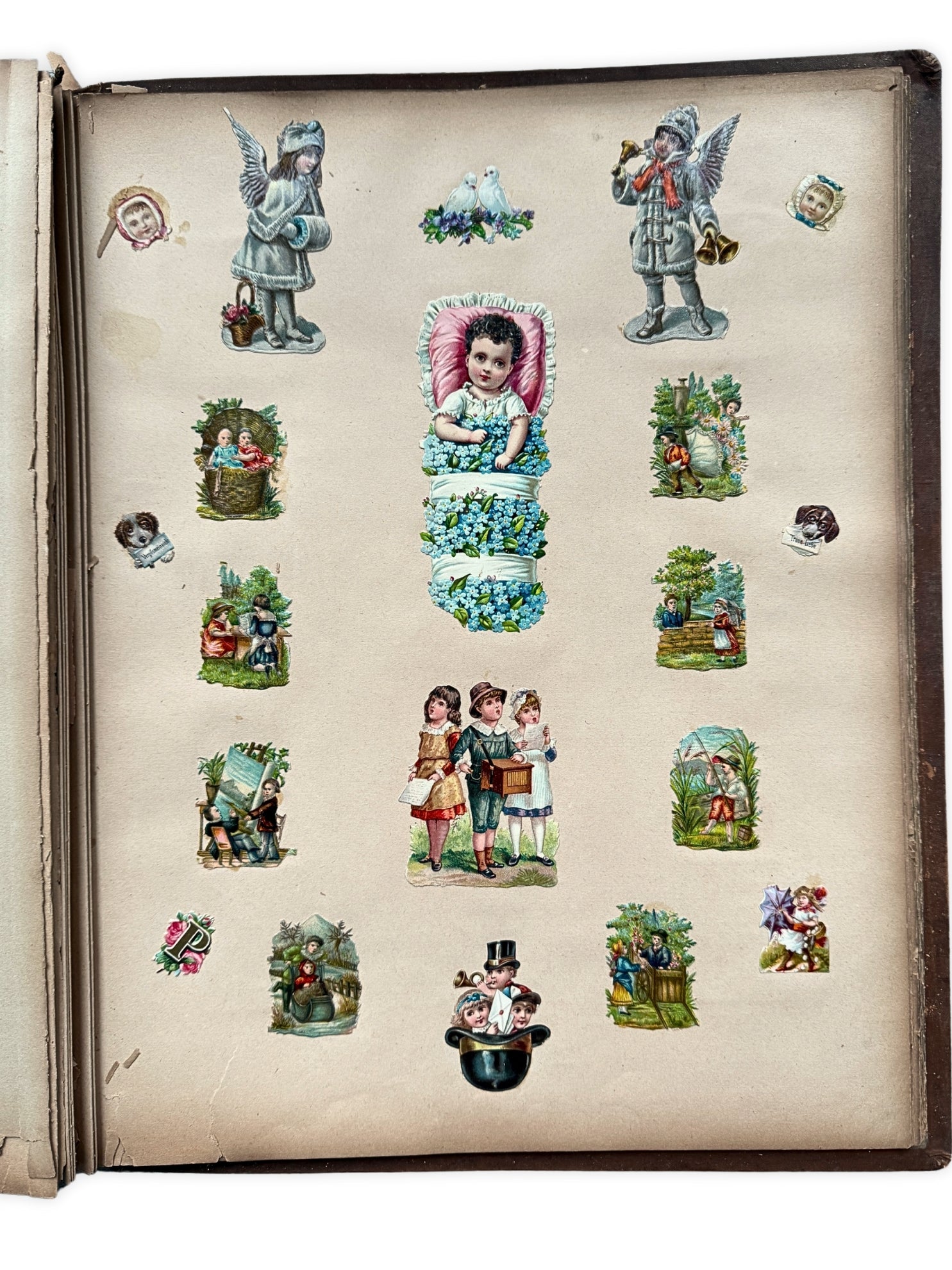 Album mit Oblaten Glanzbilder 1900 Engel