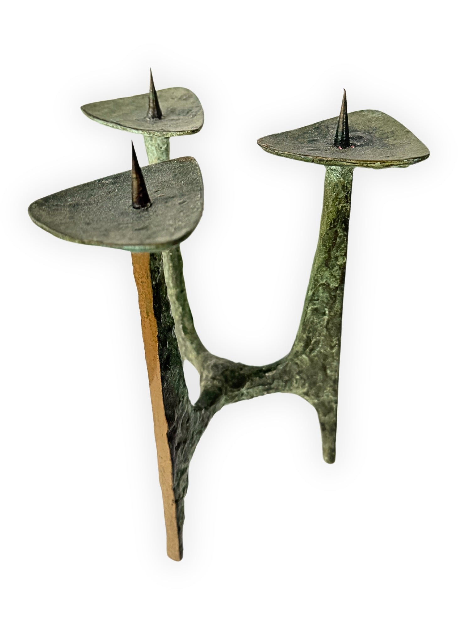 Skulpturaler Brutalistischer Kerzenhalter aus Bronze Modernist Design 1970er