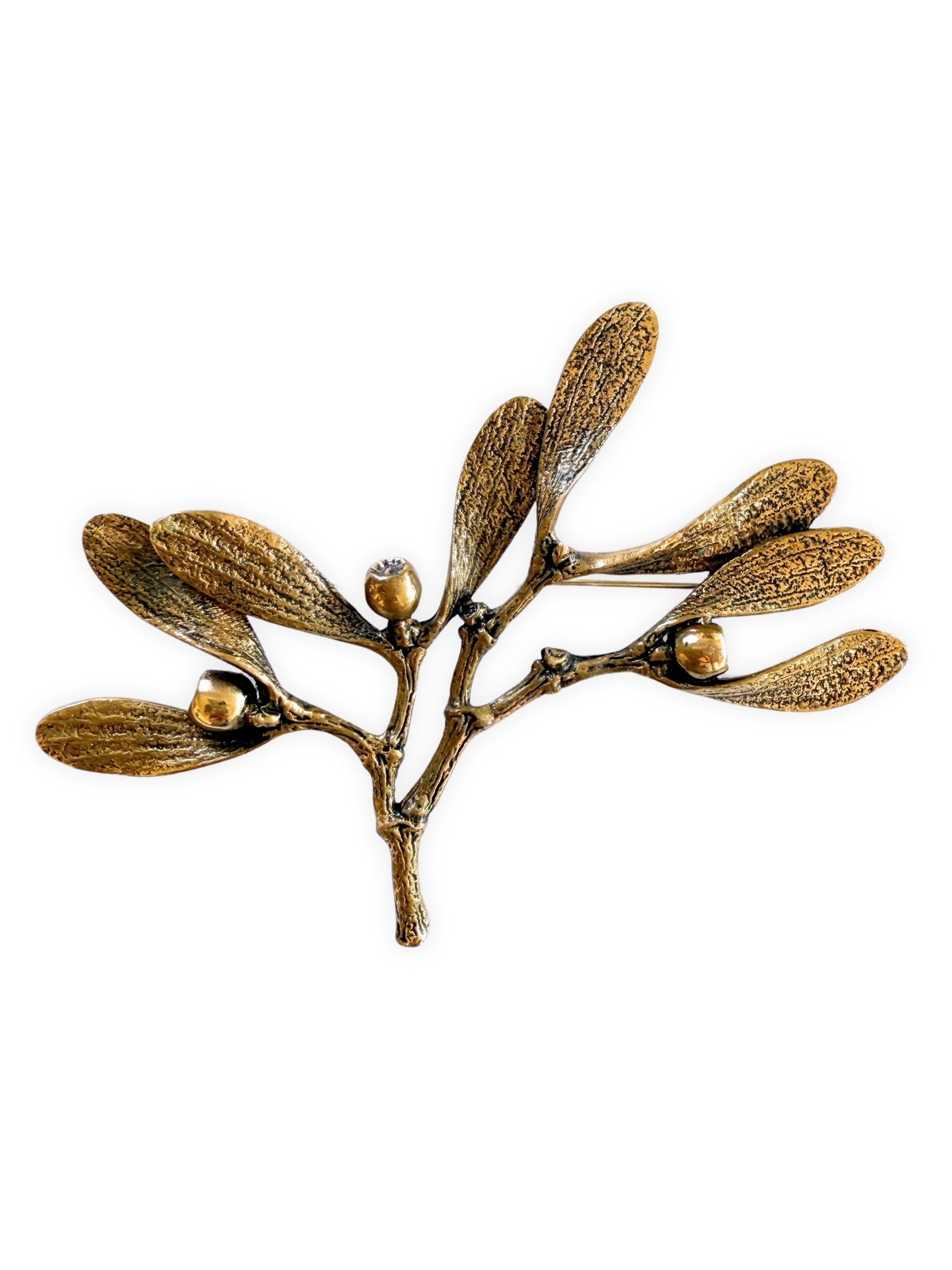 Mid Century Finnish bronze mistletoe brooch vintage