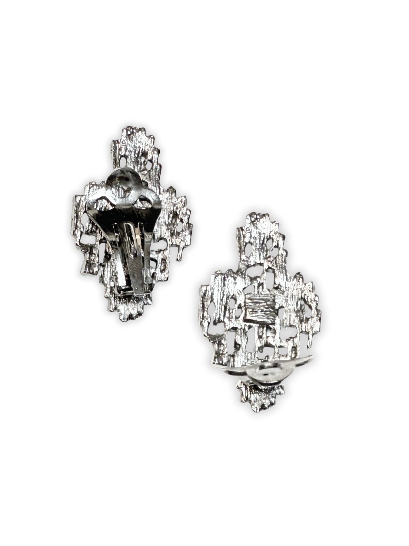 Ohrclips Brutalist Design Vintage silber 1970er Jahre