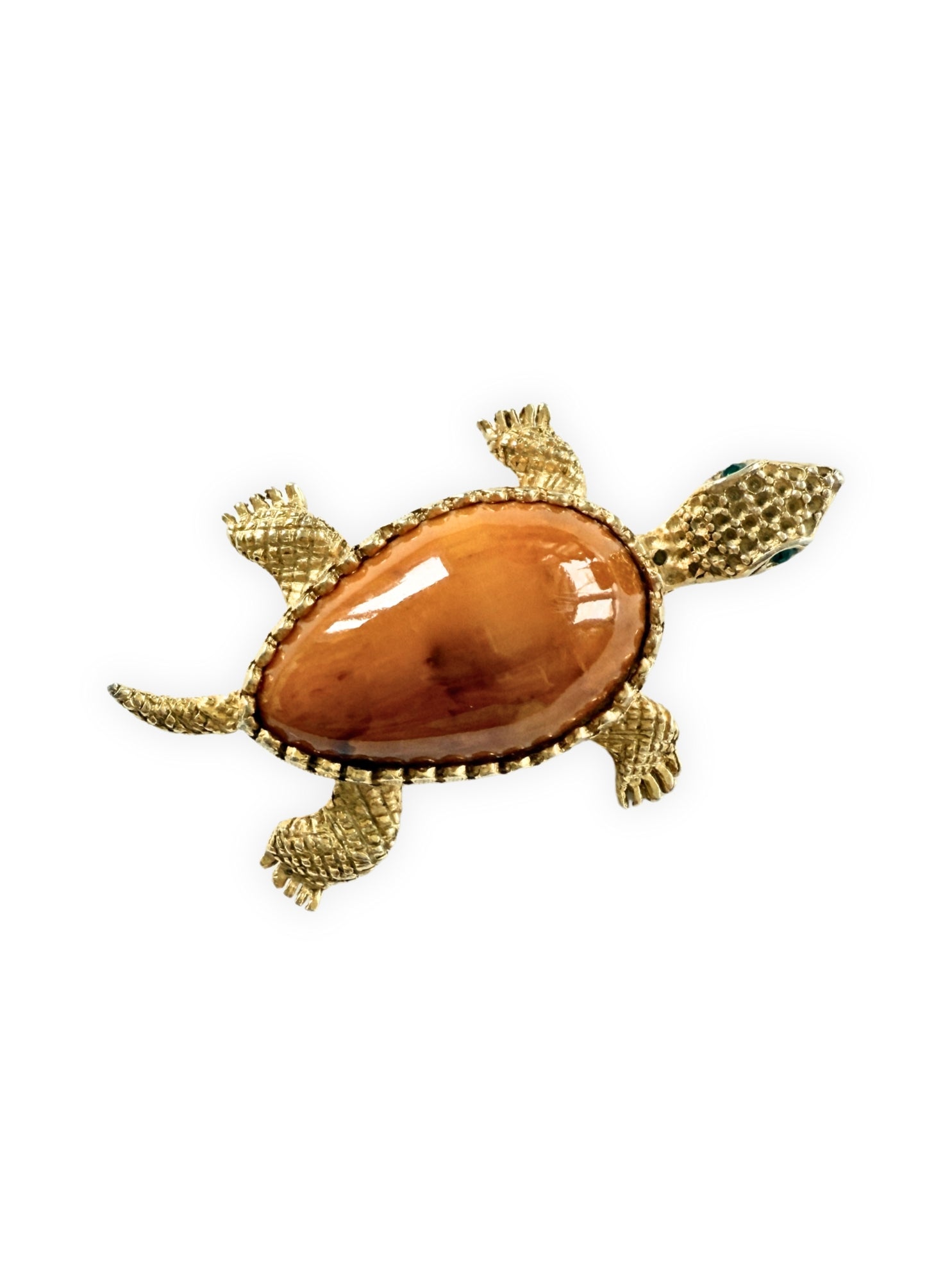 Vintage Tierbrosche Schildkröte Schmucksteine Retro Unikat