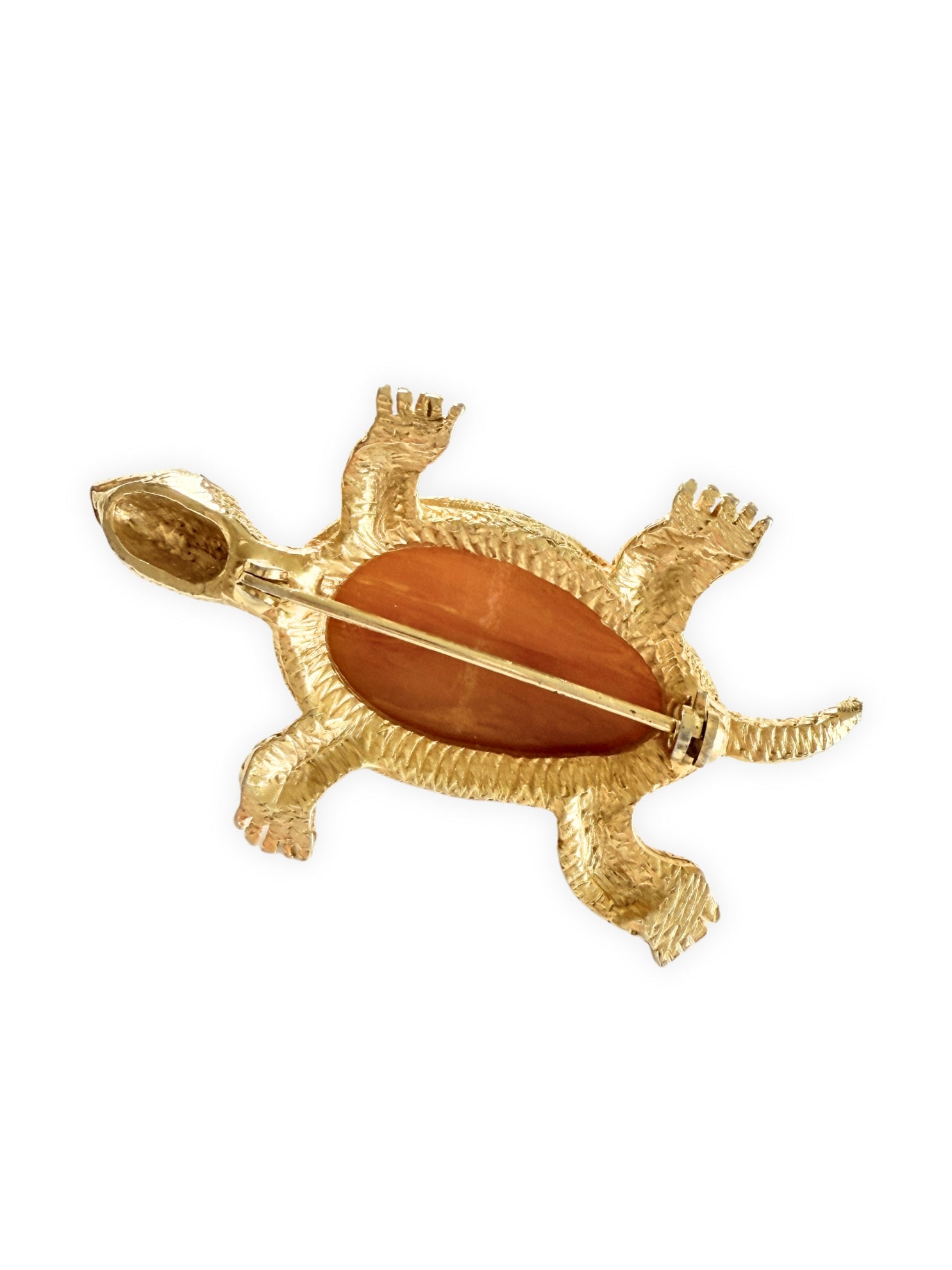 Vintage Brosche Schildkröte 18k-vergoldet mit Schmucksteinen