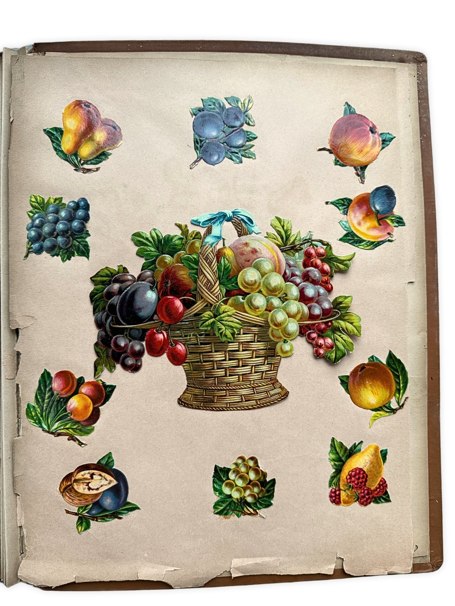 Album mit Oblaten Glanzbilder 1900 Obst