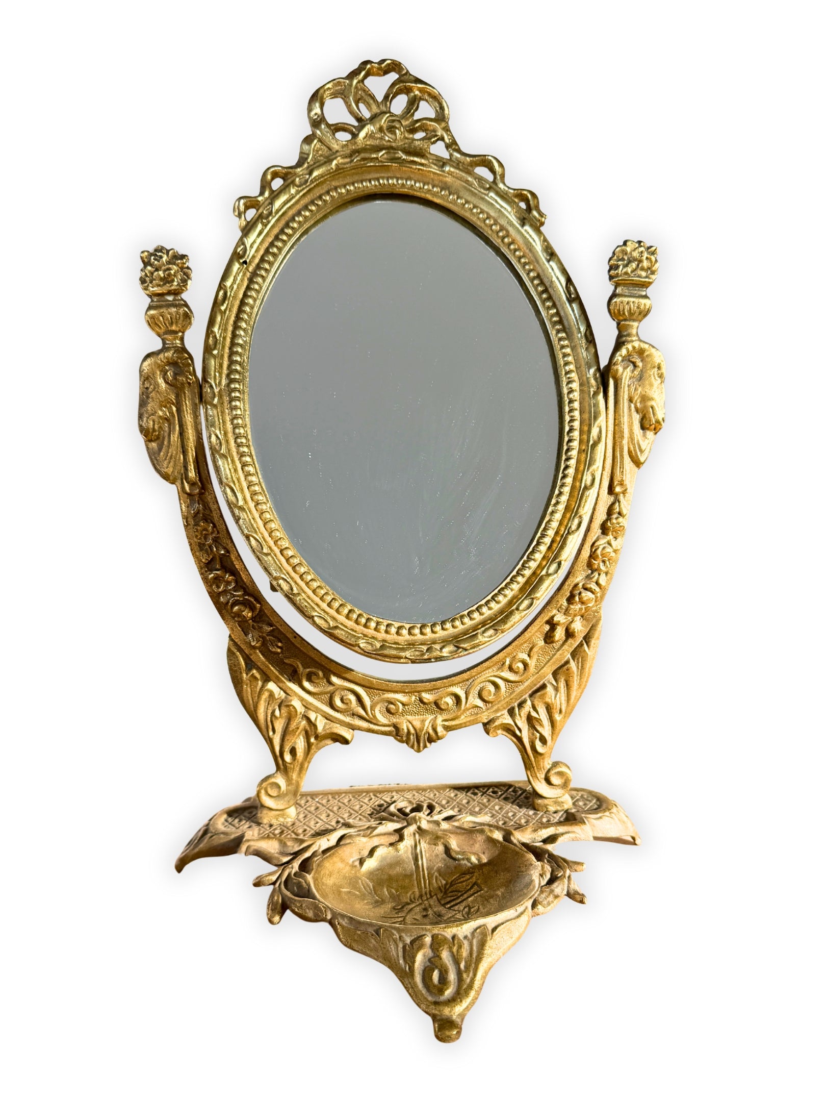 Tischspiegel Louis XVI Stil aus vergoldeter Bronze