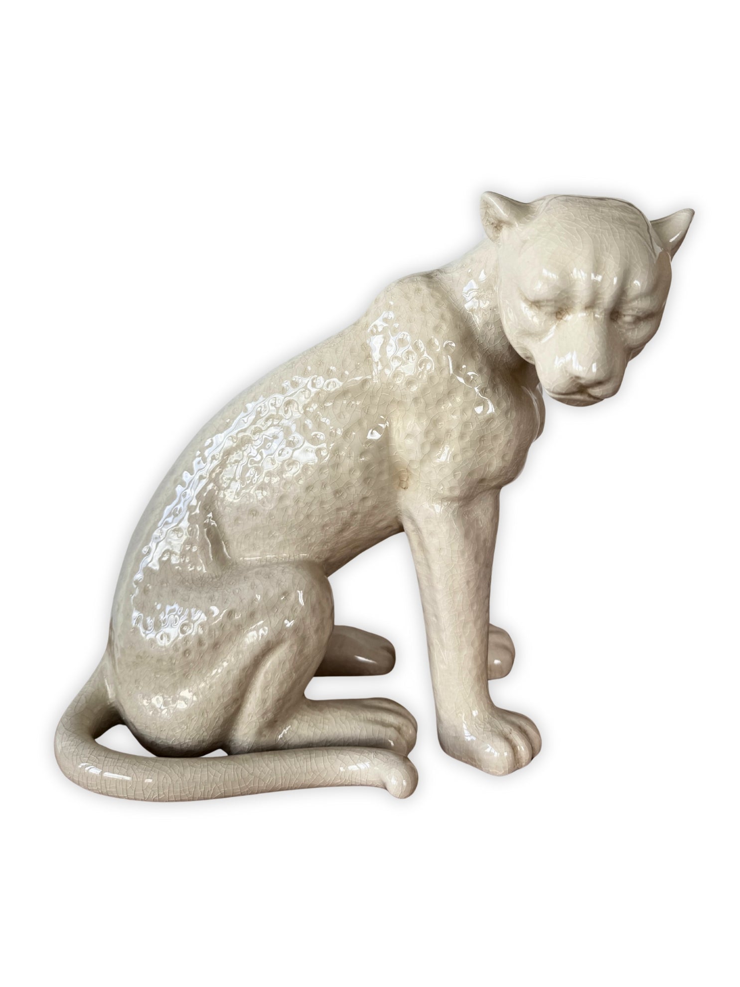 Sammlerfigur Leopard aus Keramik im Retro Art-Deco Stil