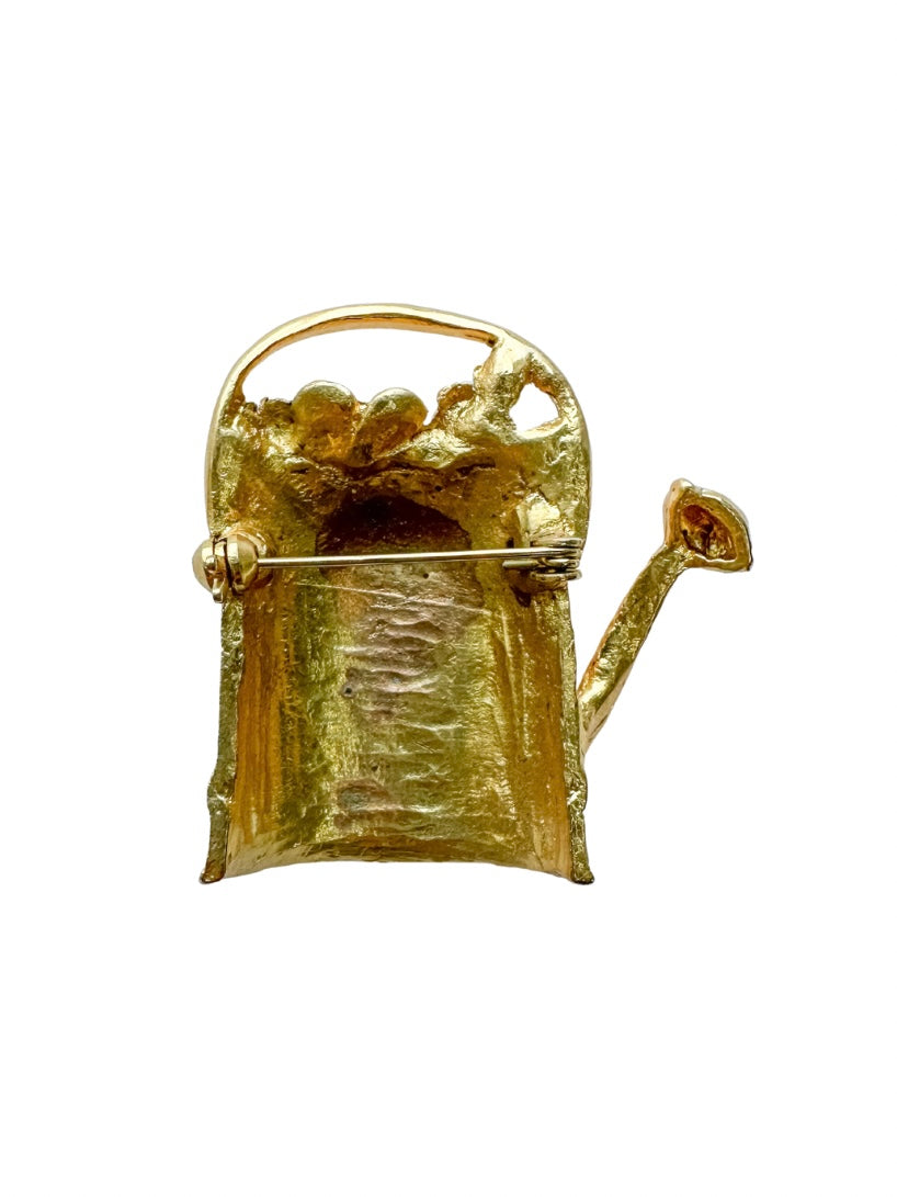 Vintage Brosche “Gießkanne” mit kleinen Perlen 1960er