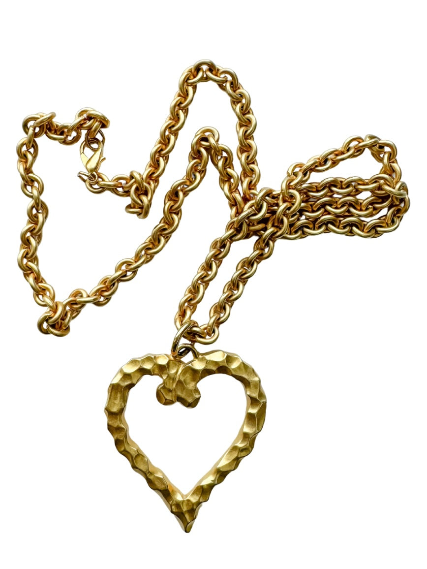 Lange Vintage Kette mit Herz Anhänger USA 1980er
