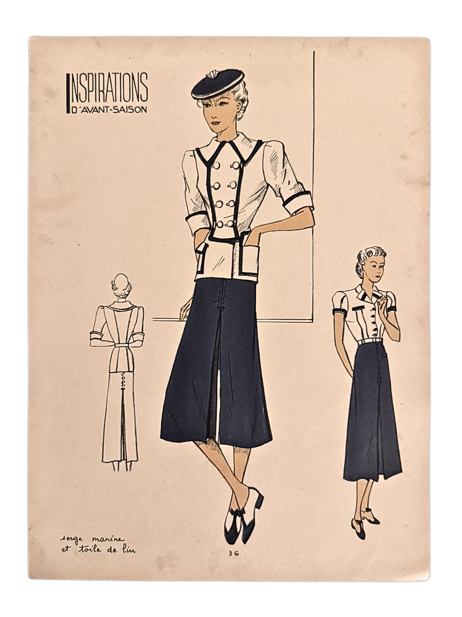 Vintage Mode-Illustration Inspirations d’Avant‑Saison No. 36, 1930er Art‑Déco Design