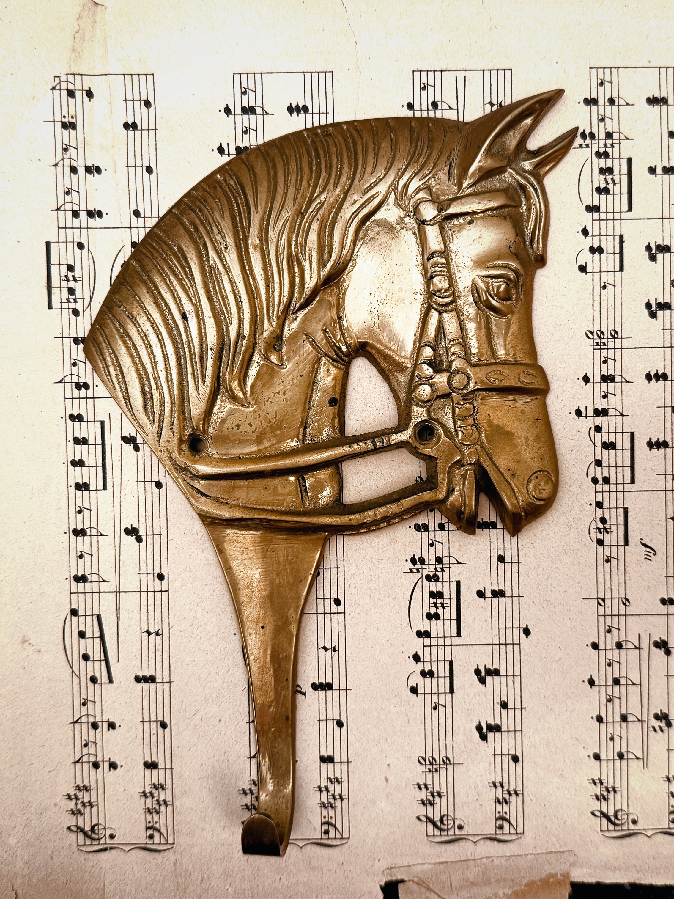Vintage Wandhaken – Pferdekopf aus Messing