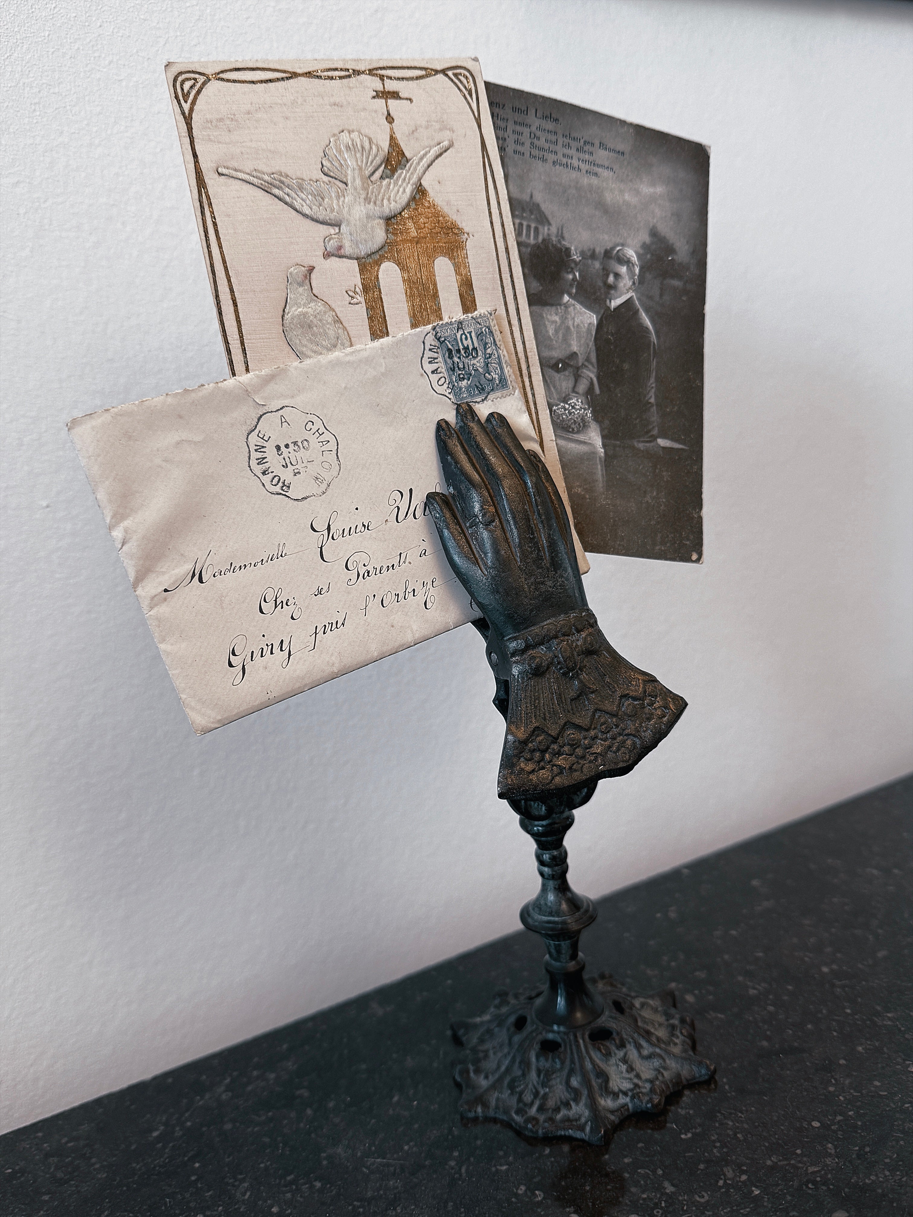 Vintage Kartenhalter Briefhalter - Viktorianische Hand