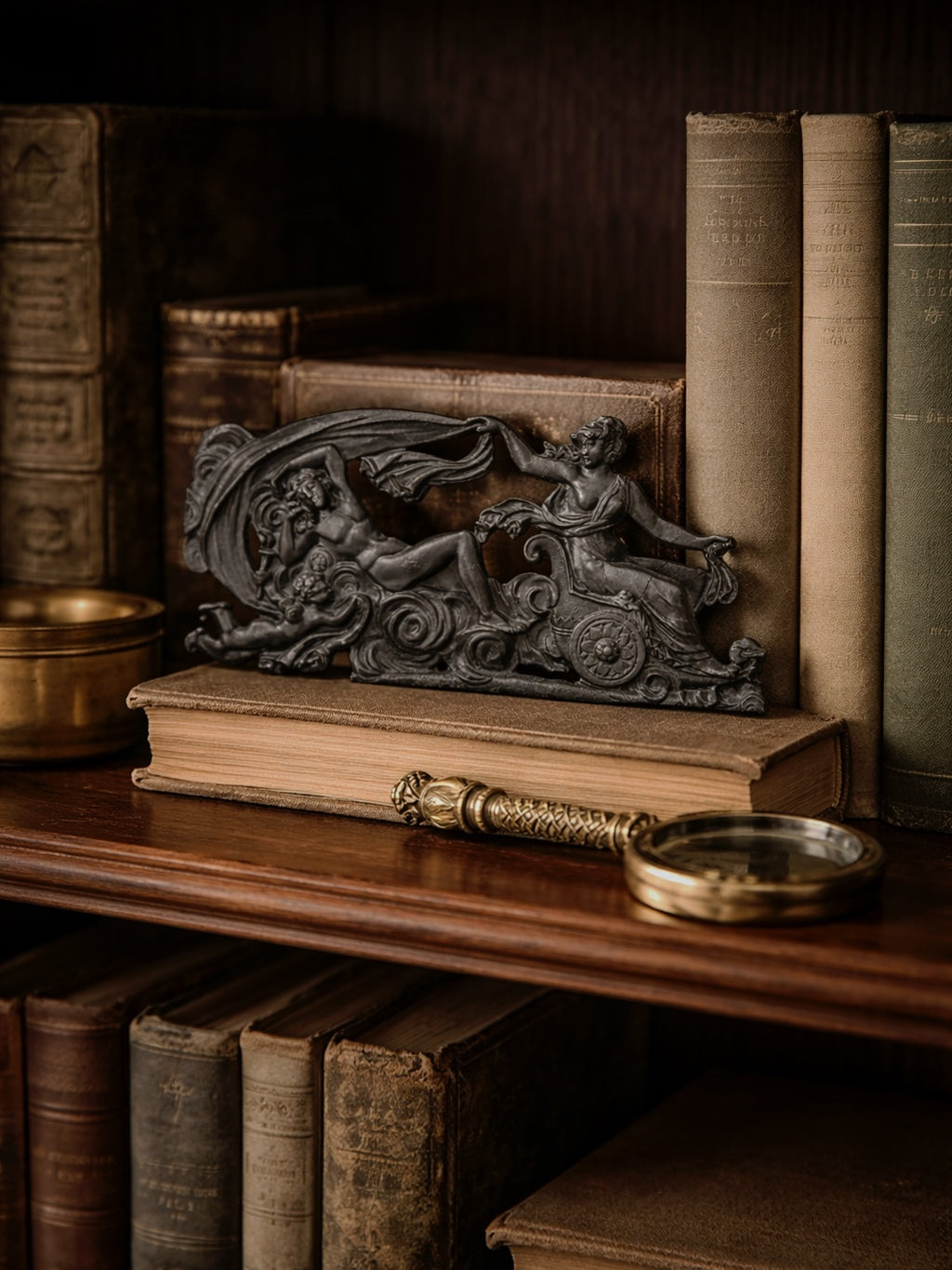 Antikes Eisenrelief „Daphne & Apollo“ – Frankreich Wandrelief Fragment