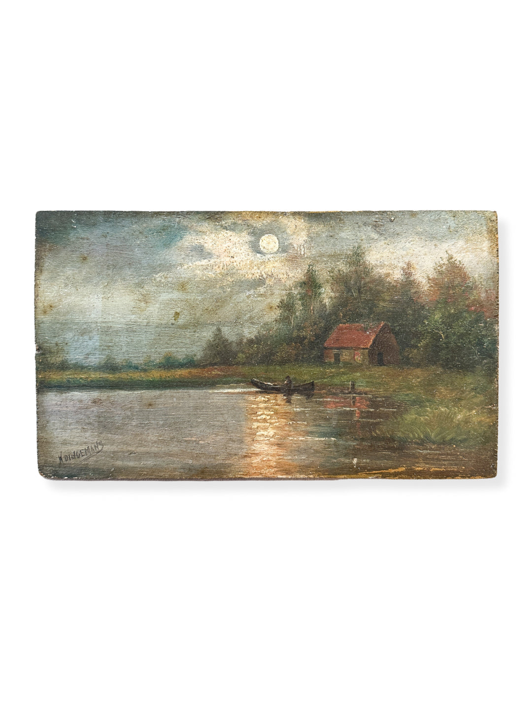 Kleines stimmungsvolles Ölgemälde auf Holzplatte Windmühle K Dingemans