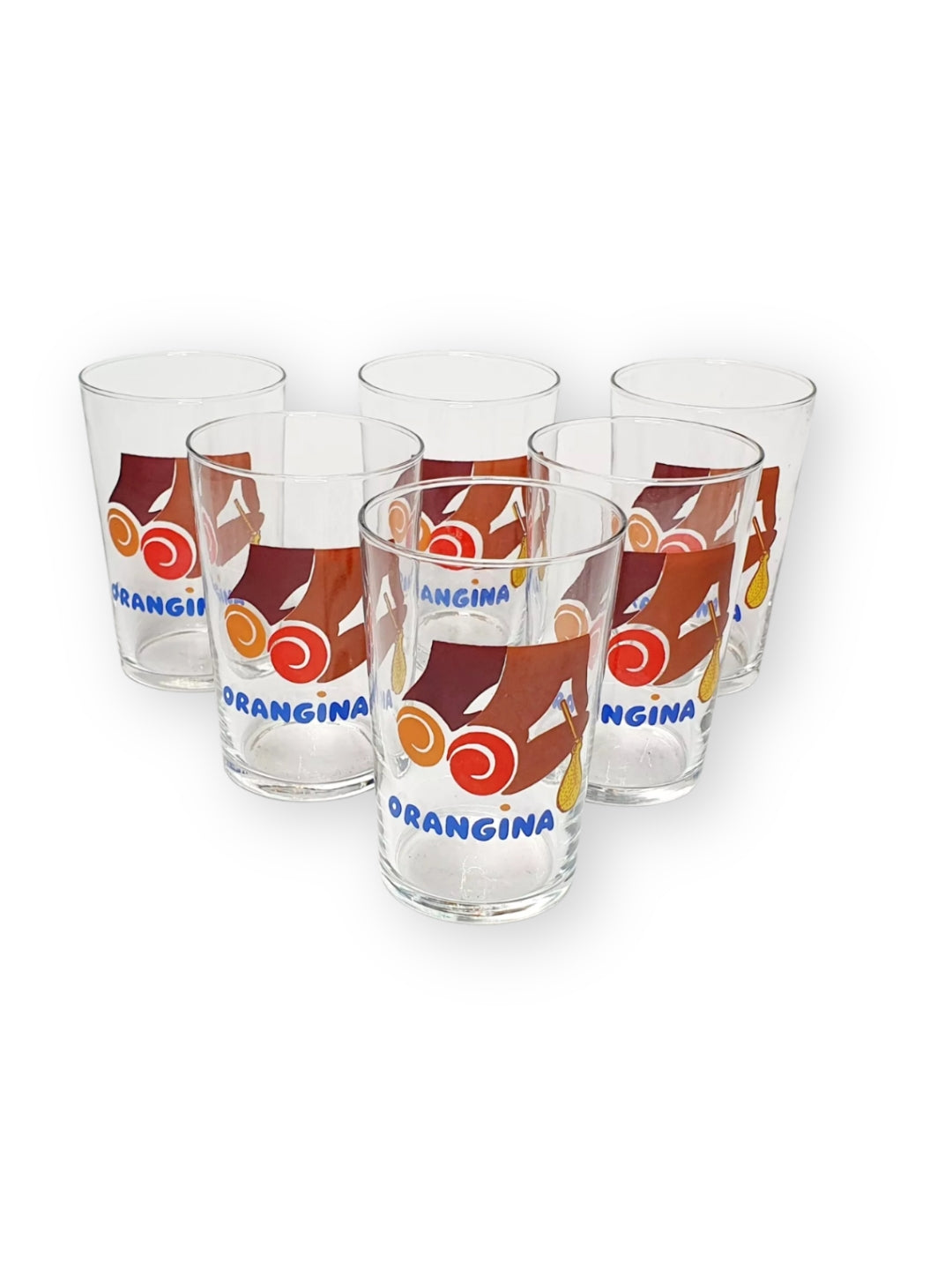 6er-Set Orangina Femme Soda Collection Werbegläser 1970er Jahre