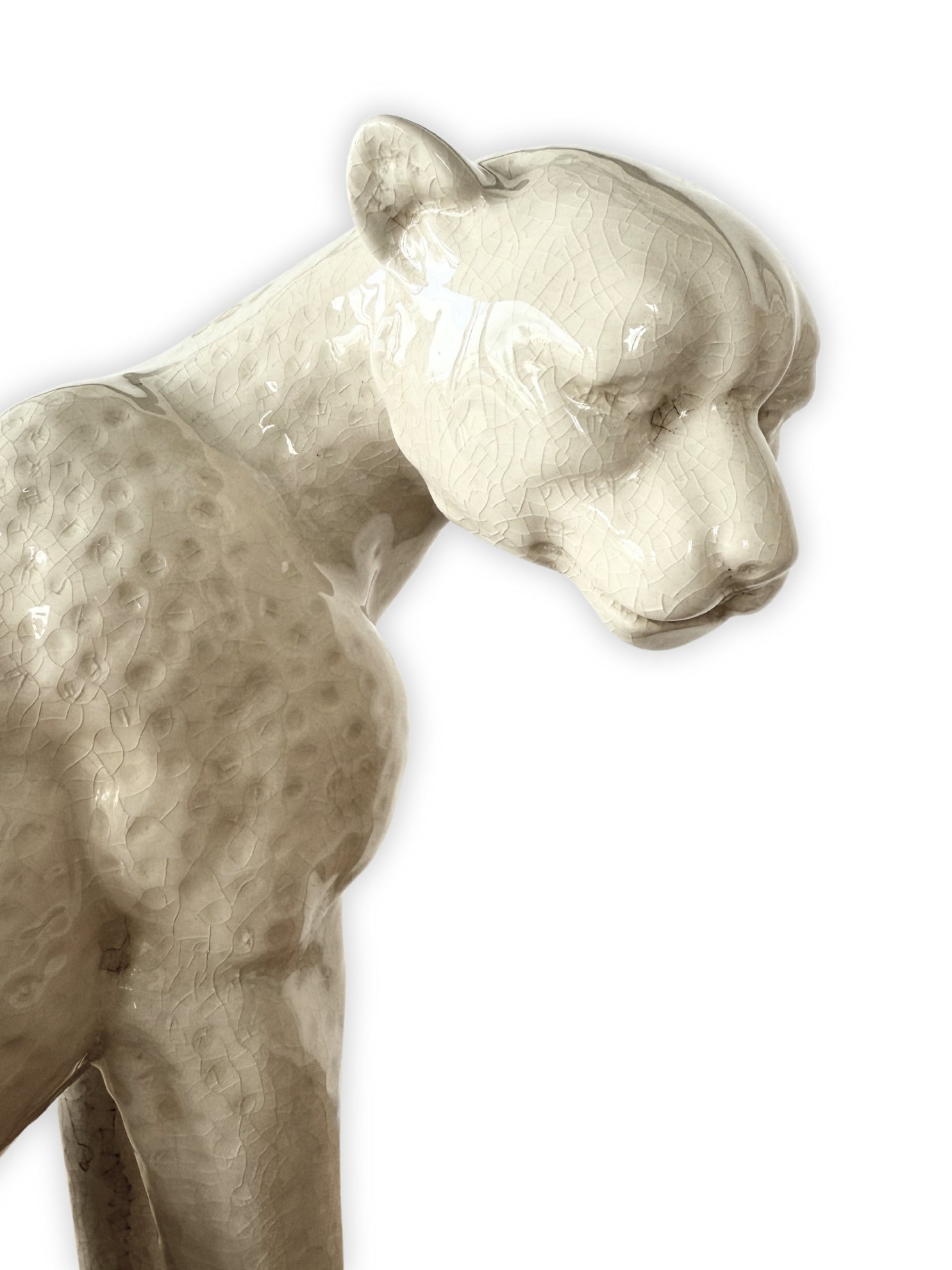 Vintage Keramikfigur Leopard Craquele Art Deco Stil