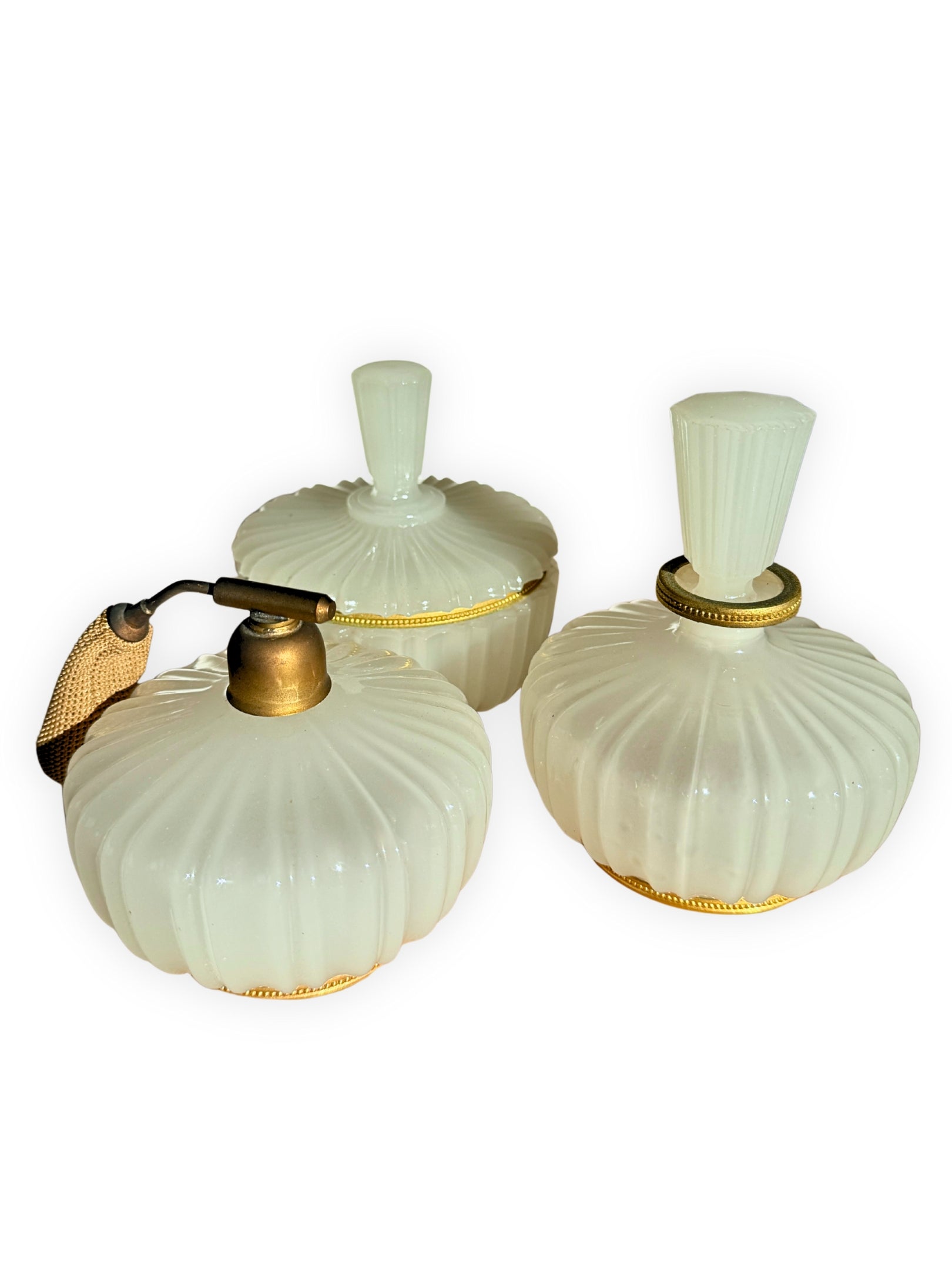 Opalin Toilettenset 3-teilig, NASON Murano um 1900
