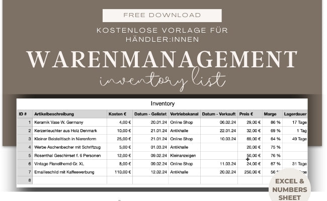 Optimiere dein Warenmanagement: Kostenlose Vorlage zum Download