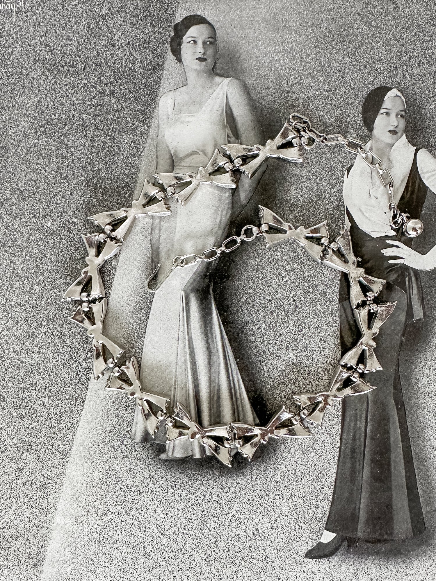 Vintage Kette mit silbernen Schleifen von Trifari USA 1960s