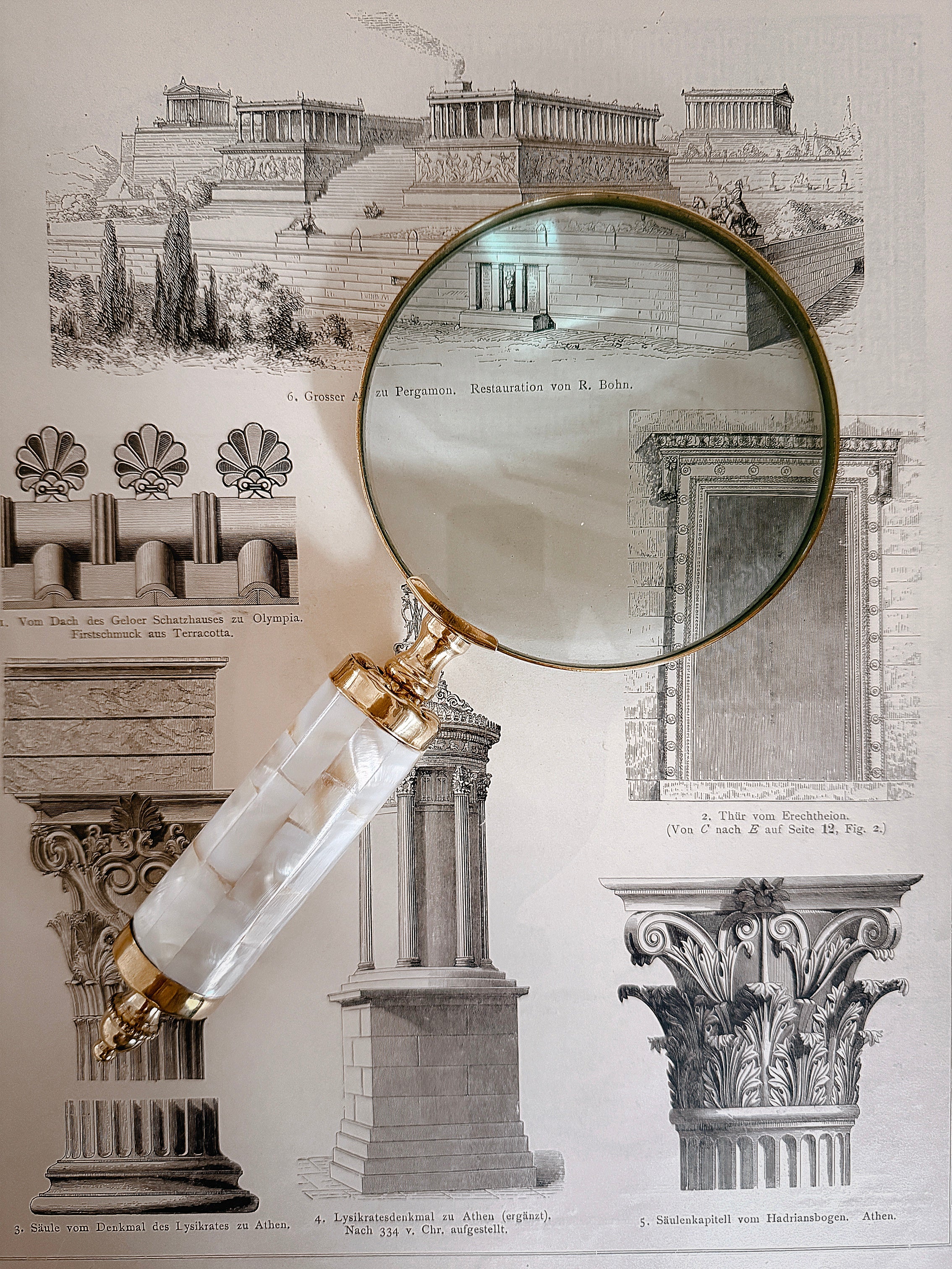 vintage lupe perlmuttgriff messing