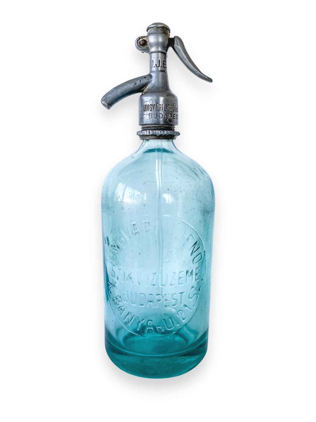 Vintage Siphon Flasche "U.J.E. Budapest" aus Glas 1934
