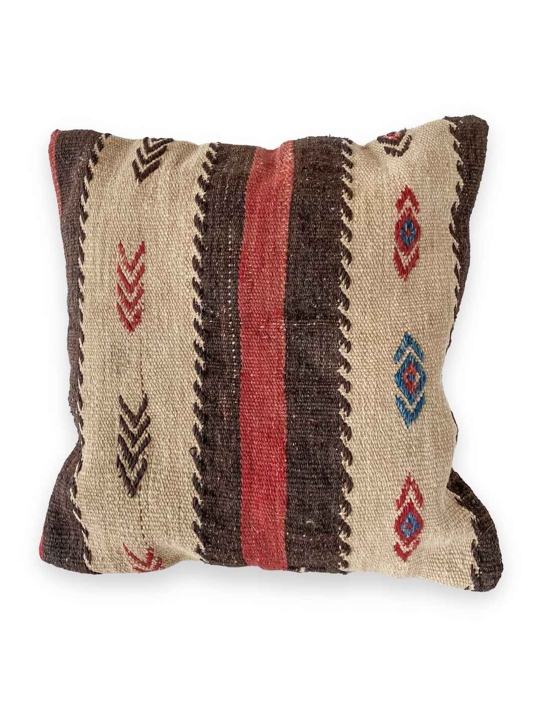Kelimkissen handgewebt 45 x 45 cm beige-schwarz