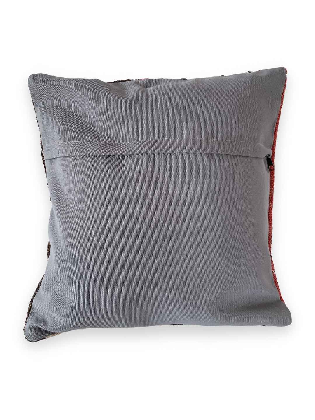 Kelimkissen handgewebt 45 x 45 cm rot-petrol