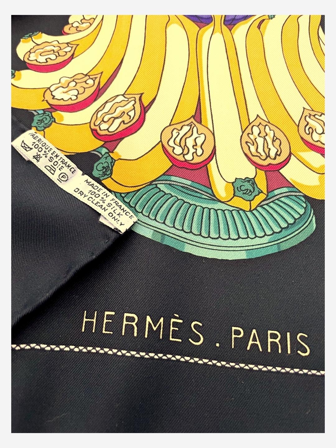 Vintage Seidencarré Hermès Paris 90 x 90 cm Gastronomie