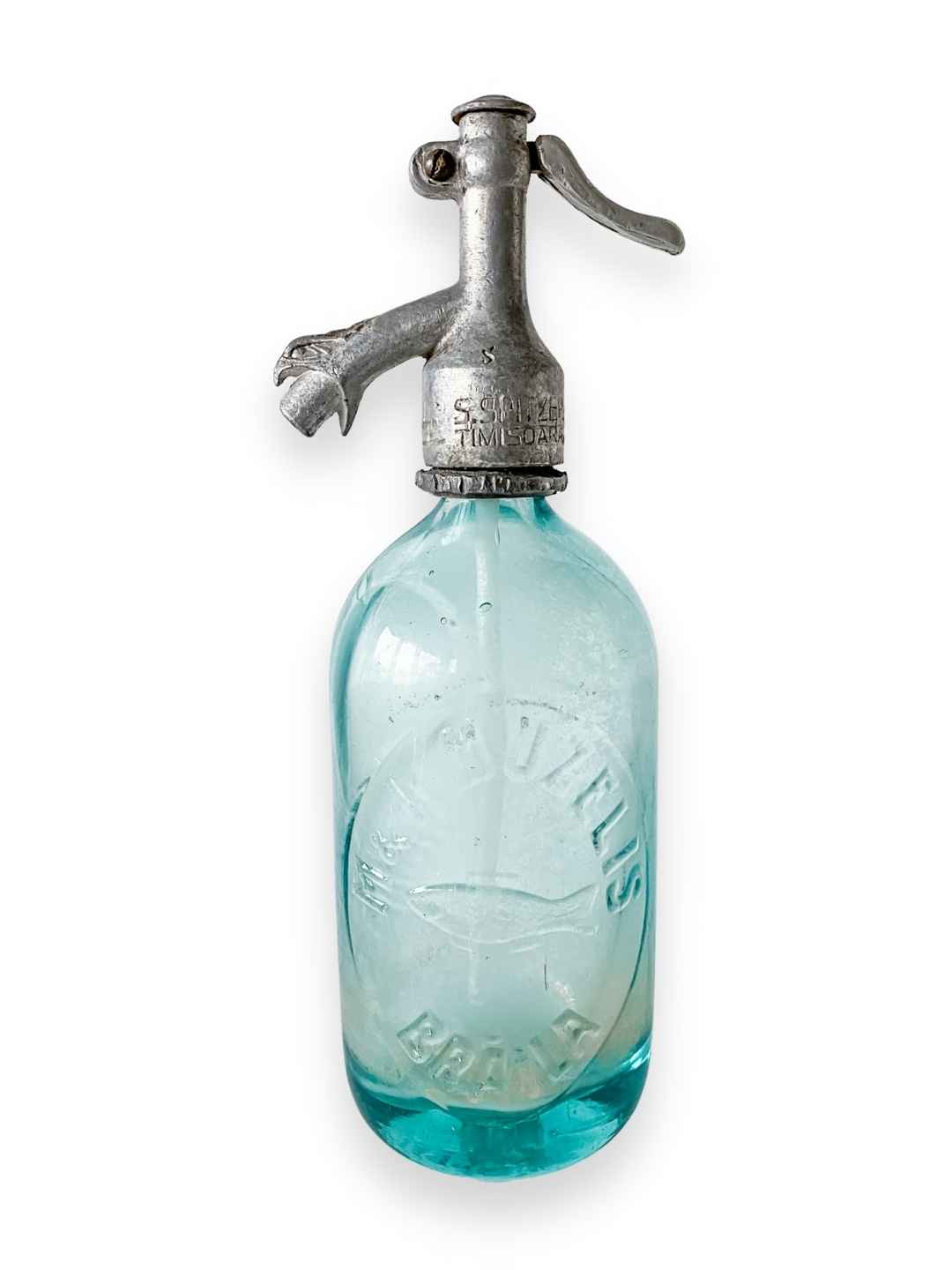 Vintage Siphon Flasche "Muzelis Brăila" aus Glas 1935