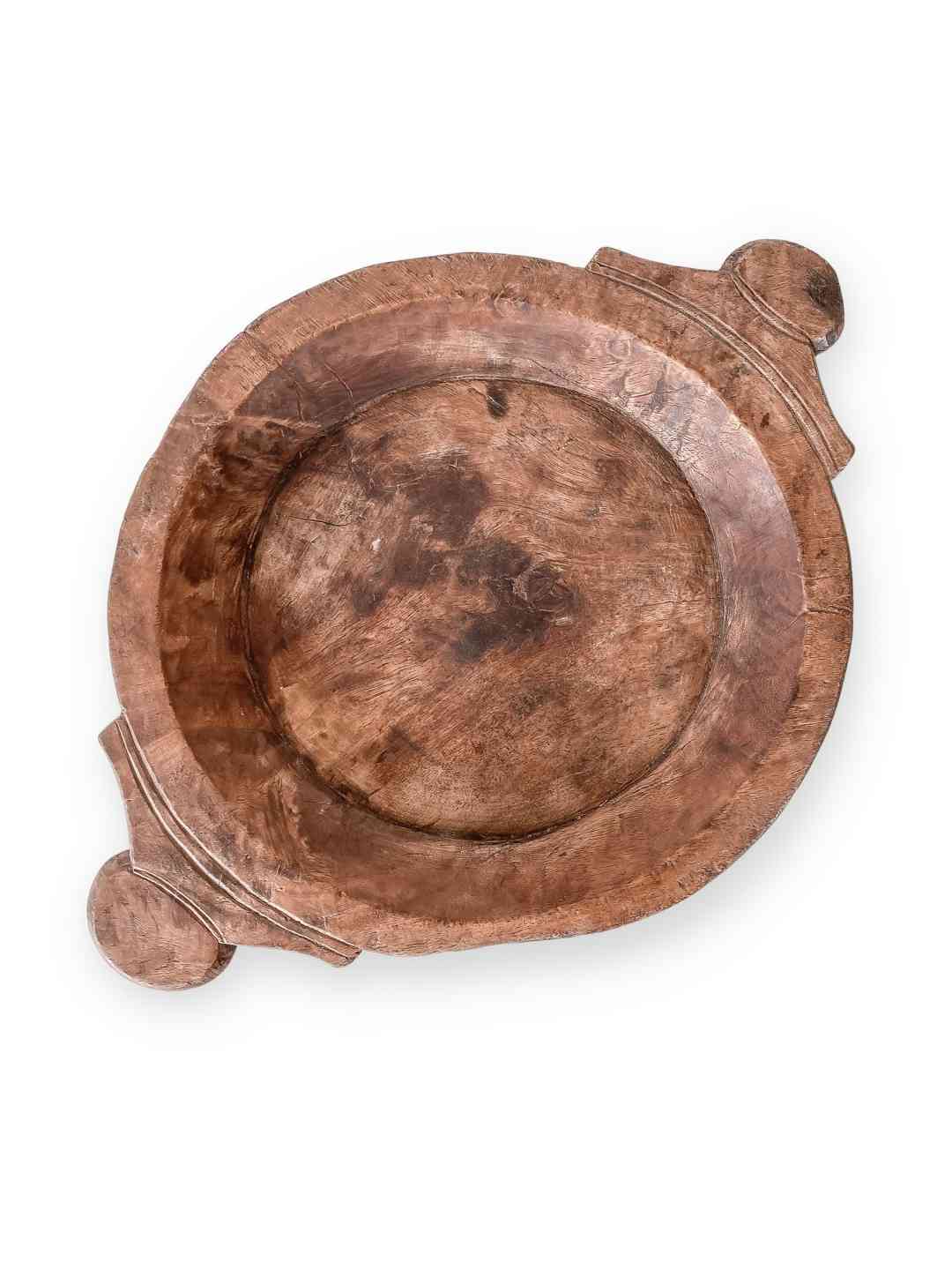 Antike Chapati Holzschale mit Griffen