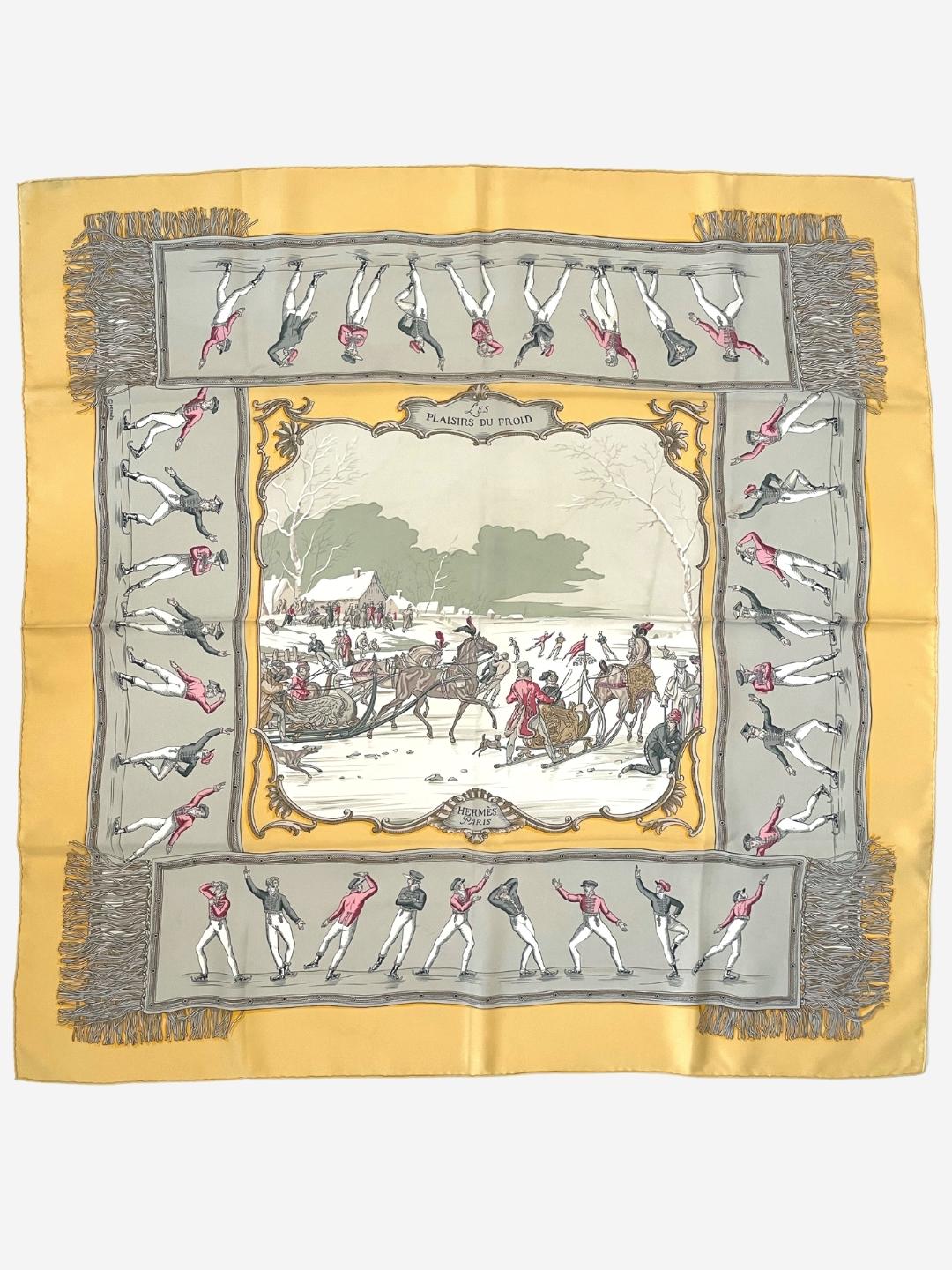 Vintage Seidencarré scarf from Hermès 90 x 90 cm Plaisir du Froid
