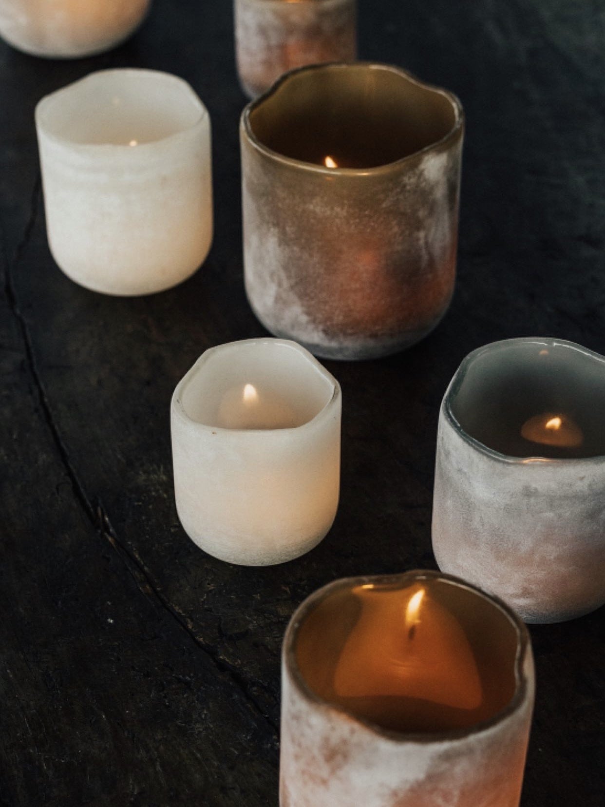 Windlicht aus Glas Sand 10cm