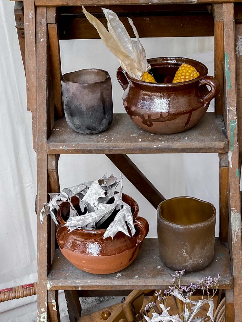 Windlicht aus Glas Sand 10cm