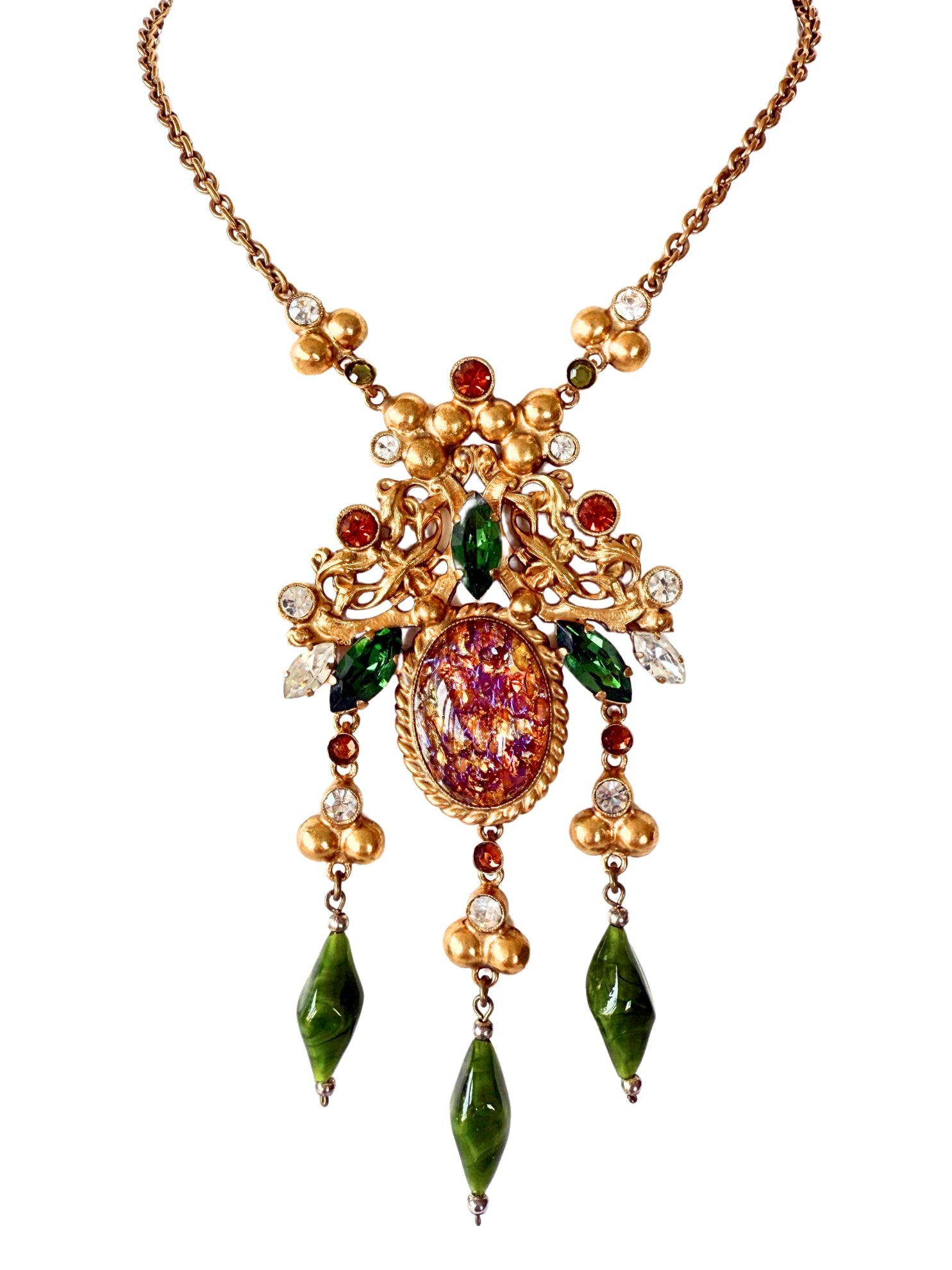 Vintage buntes Collier mit Strass und Glassteinen viktorianisch