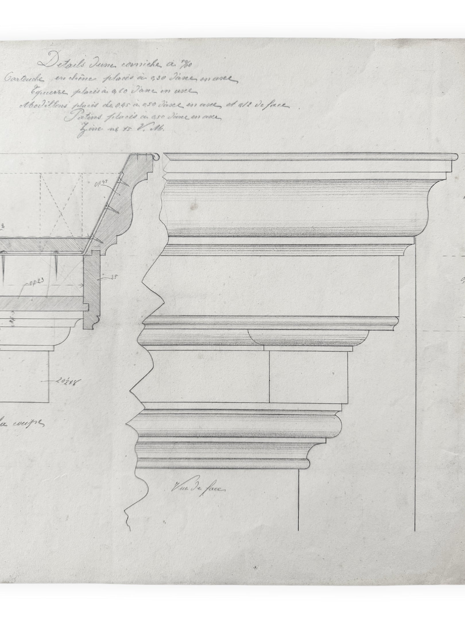 Architektur Zeichnung - Deckenverzierung Aufbau Entwurf 1890