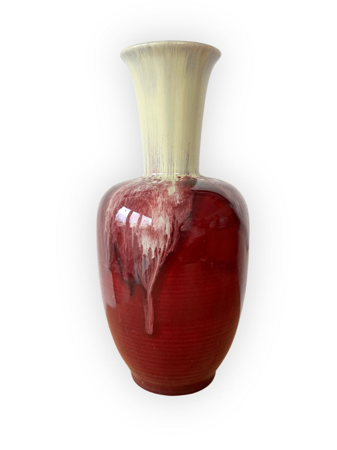 Weinrote Vase von Ü Keramik