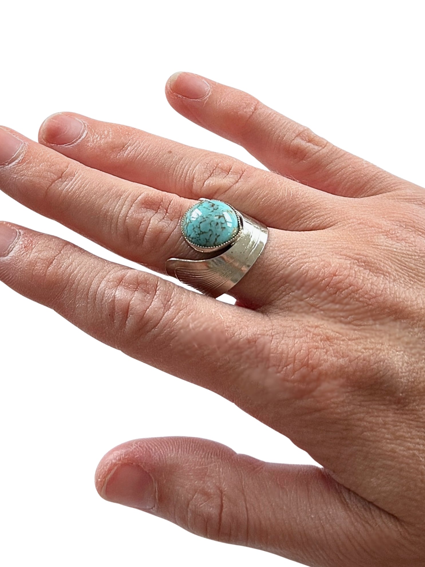 Retro Ring im Hippie-Stil mit Türkis-Imitat Cabochon