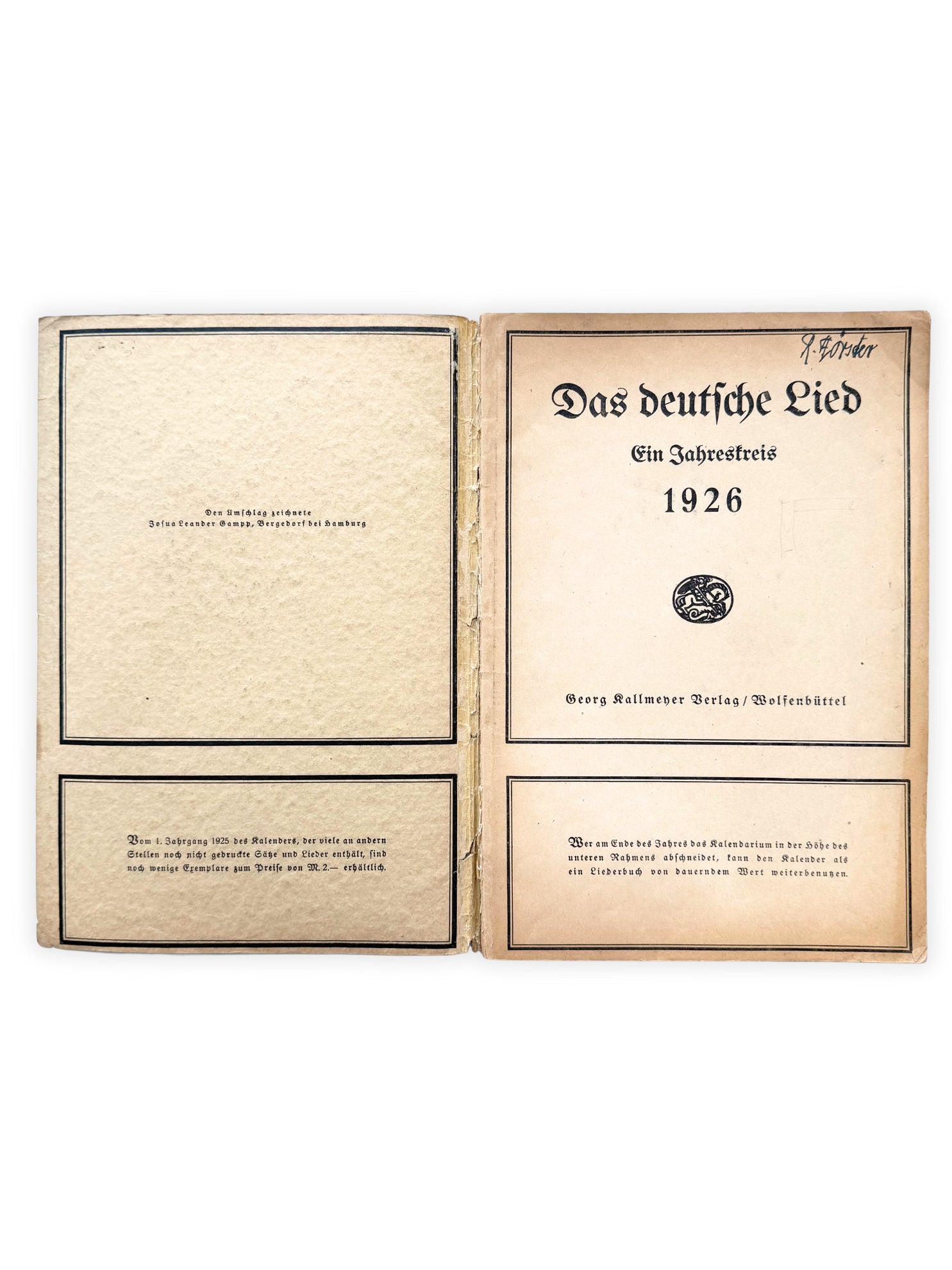 Broschüre Das deutsche Lied - Ein Jahreskreis 1926 Antiquariat