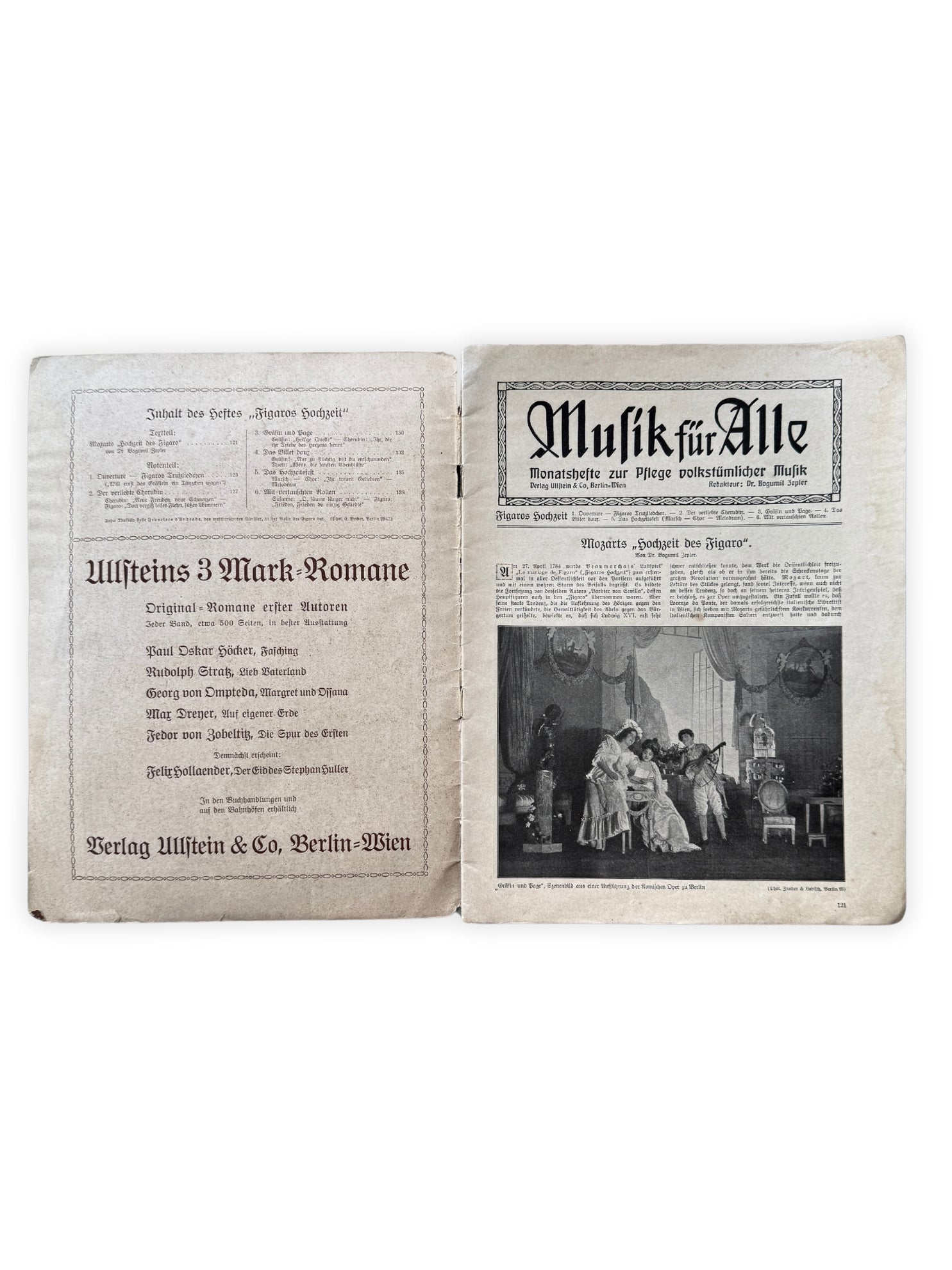 1912 Musik für Alle - Figaros Hochzeit Jahrgang VIII Nr 91 antikes Notenheft Ephemera