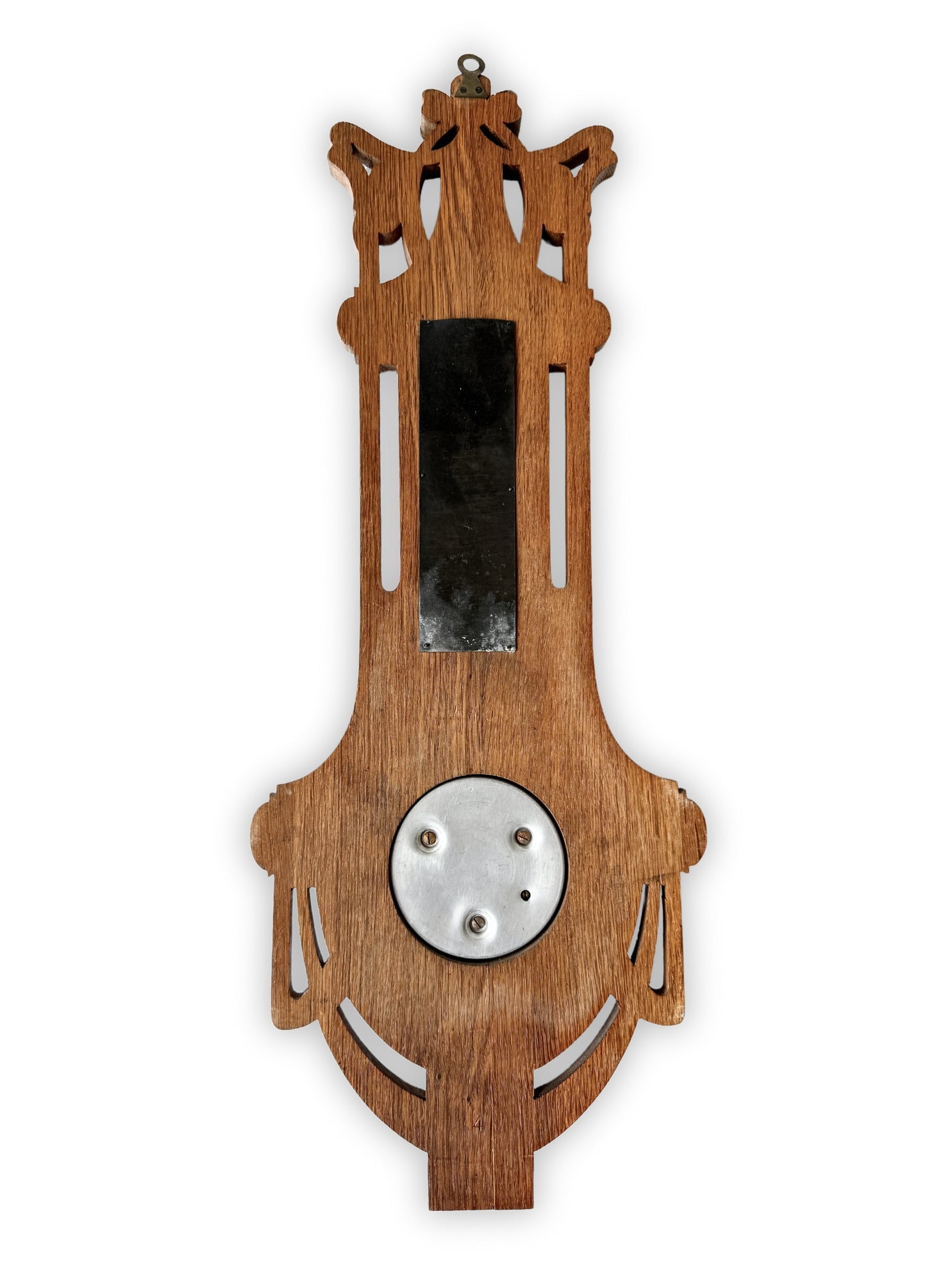 Jugendstil Wetterstation Barometer aus Holz geschnitzt um 1900