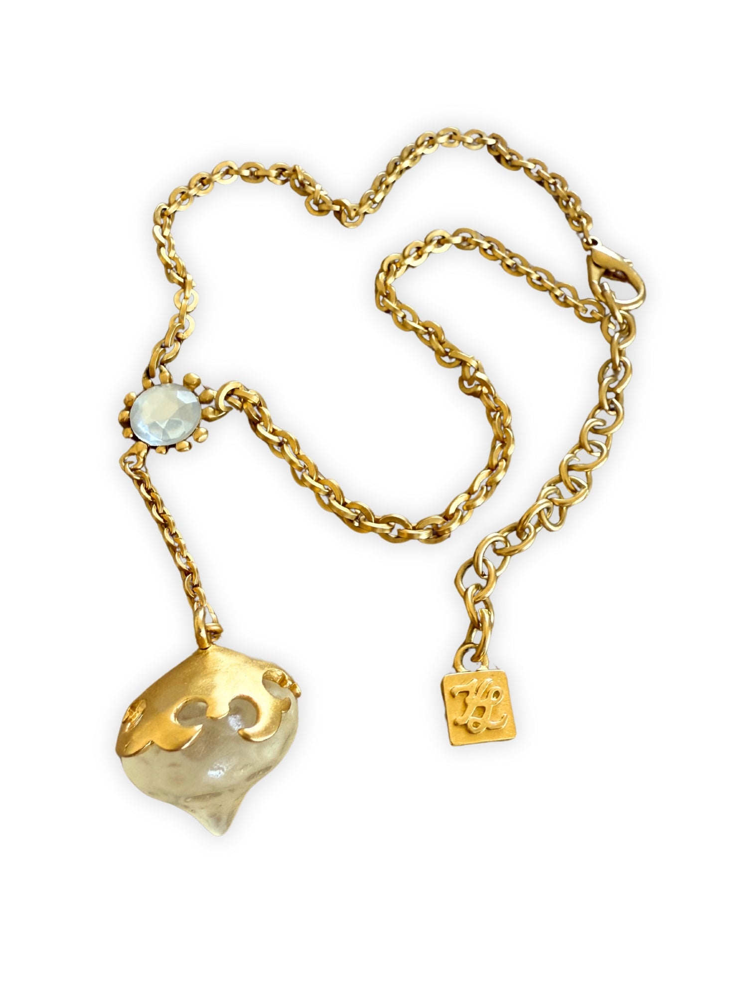 Vintage KARL LAGERFELD goldene Kette mit Anhänger 1990er Jahre