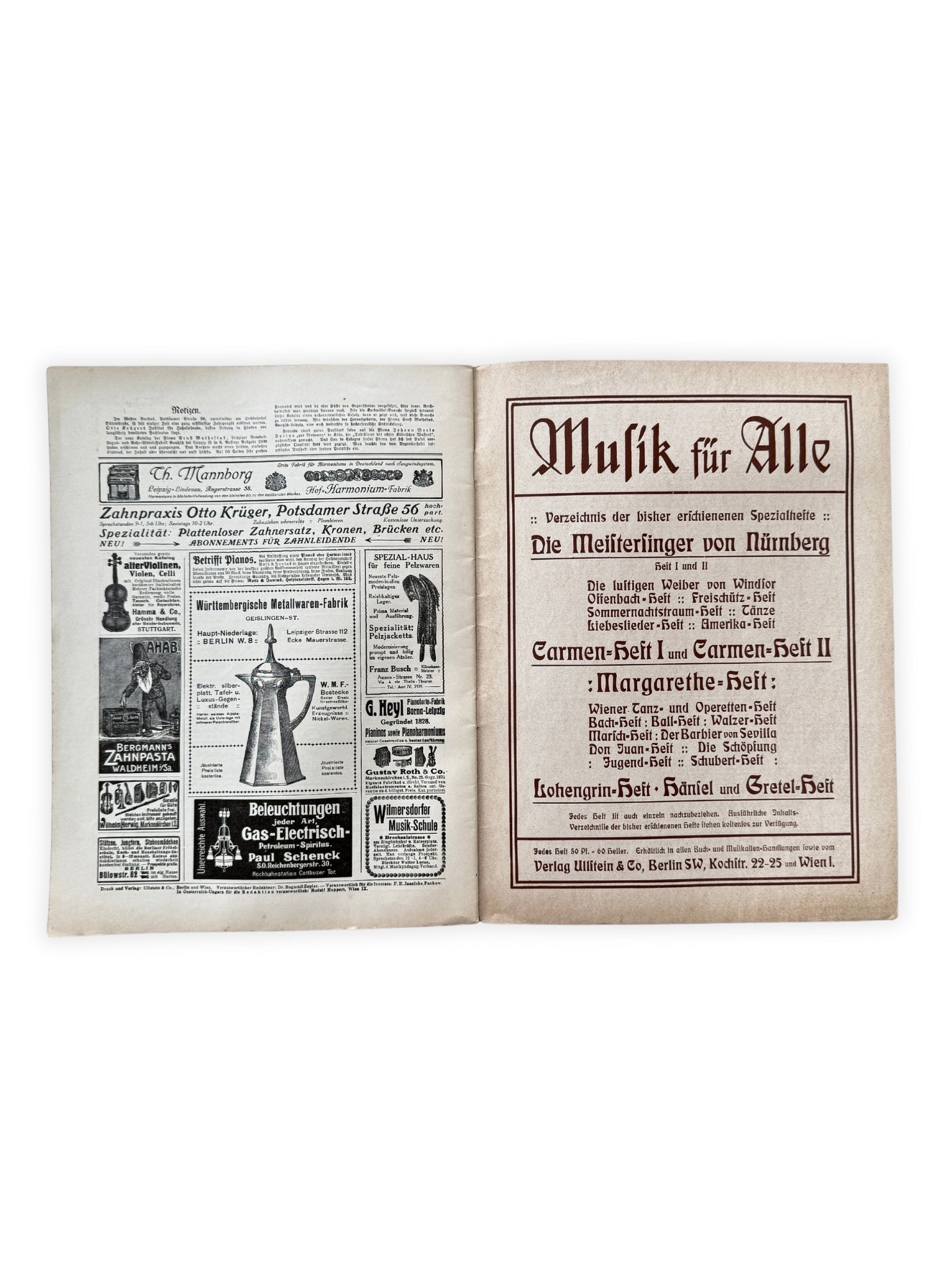 1909 Musik für Alle - Dollarprinzessin Der fidele Bauer Jahrgang V Heft 4 antikes Notenheft Ephemera