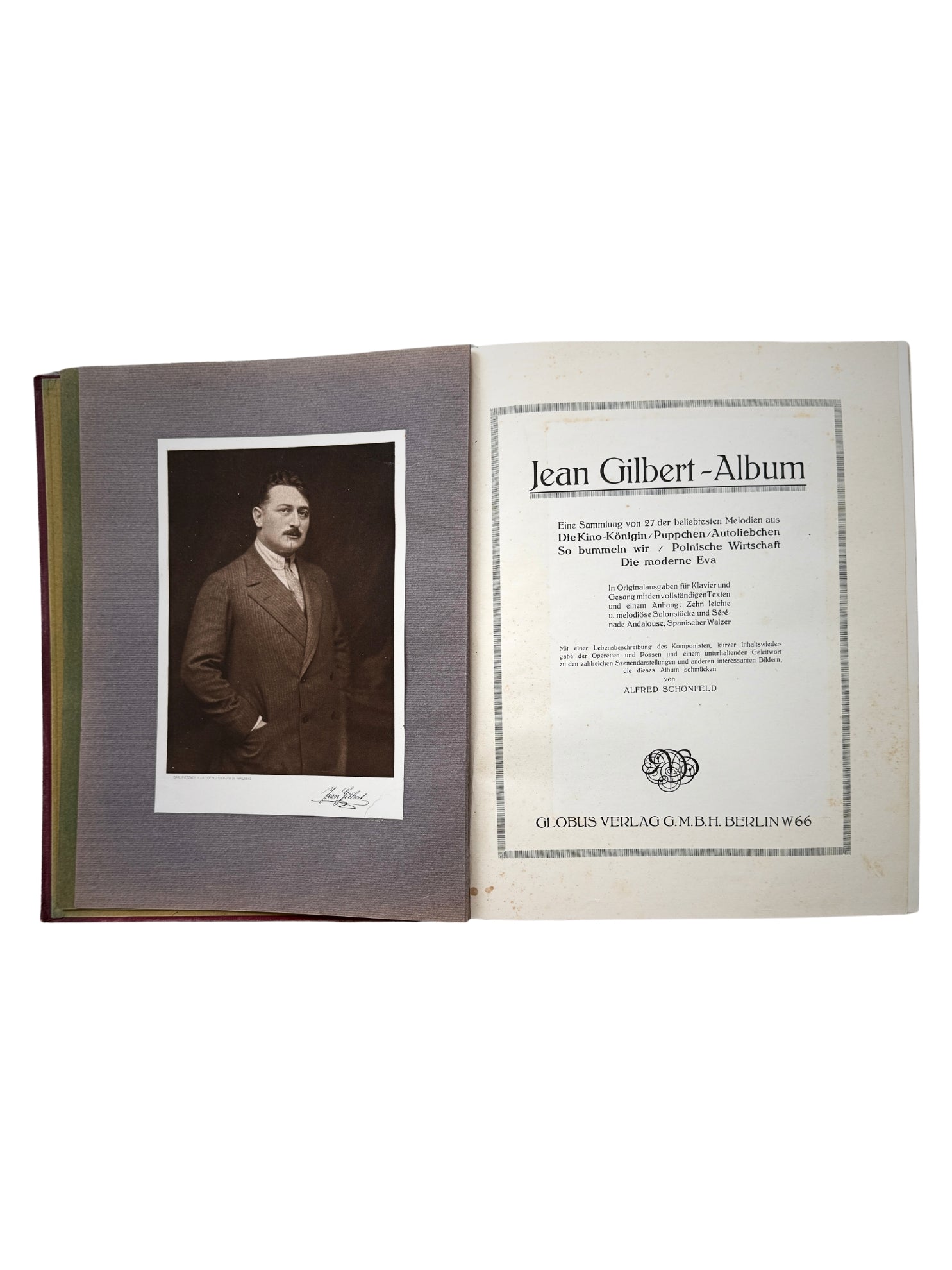 1913 Jean Gilbert Album Eine Sammlung 27 beliebtesten Melodien Notenbuch Antiquariat