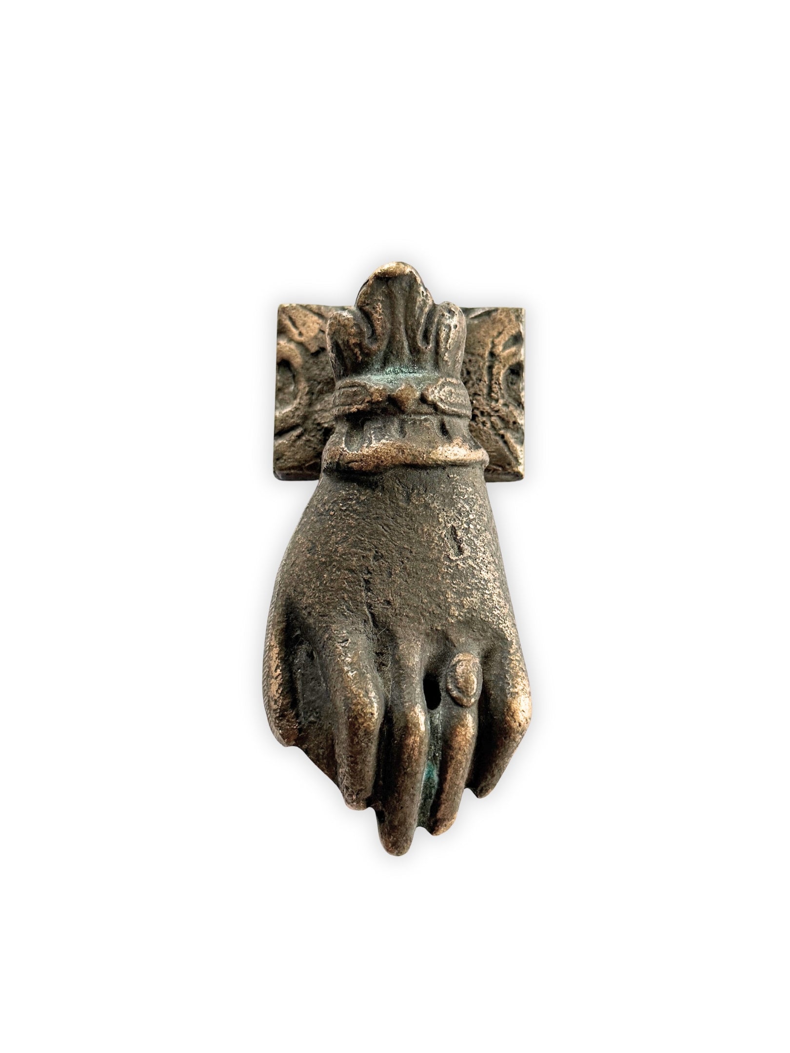 Historischer Türklopfer viktorianisch Hand mit Patina