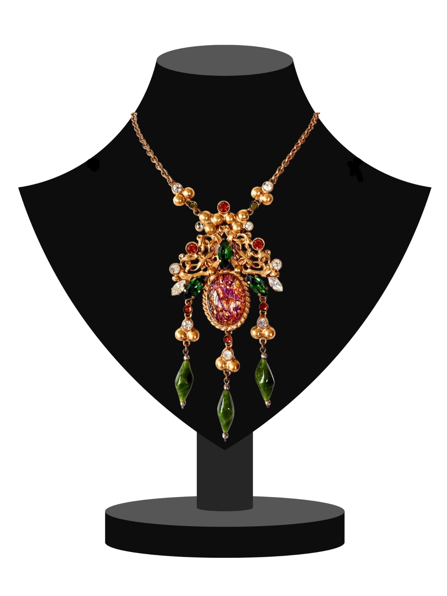 Vintage buntes Collier mit Strass und Glassteinen viktorianisch